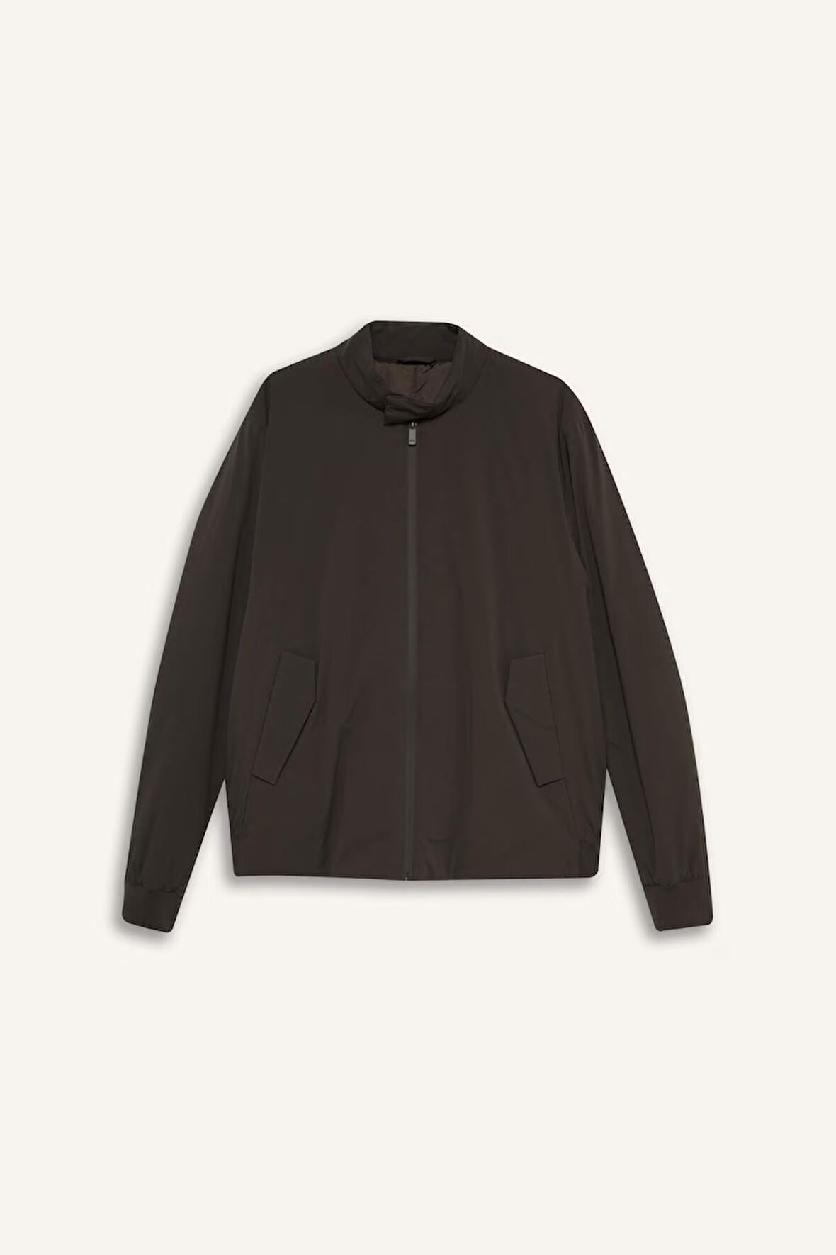 Slim Fit Dar Kesim Dik Yaka Fermuarlı Su Geçirmez Mont