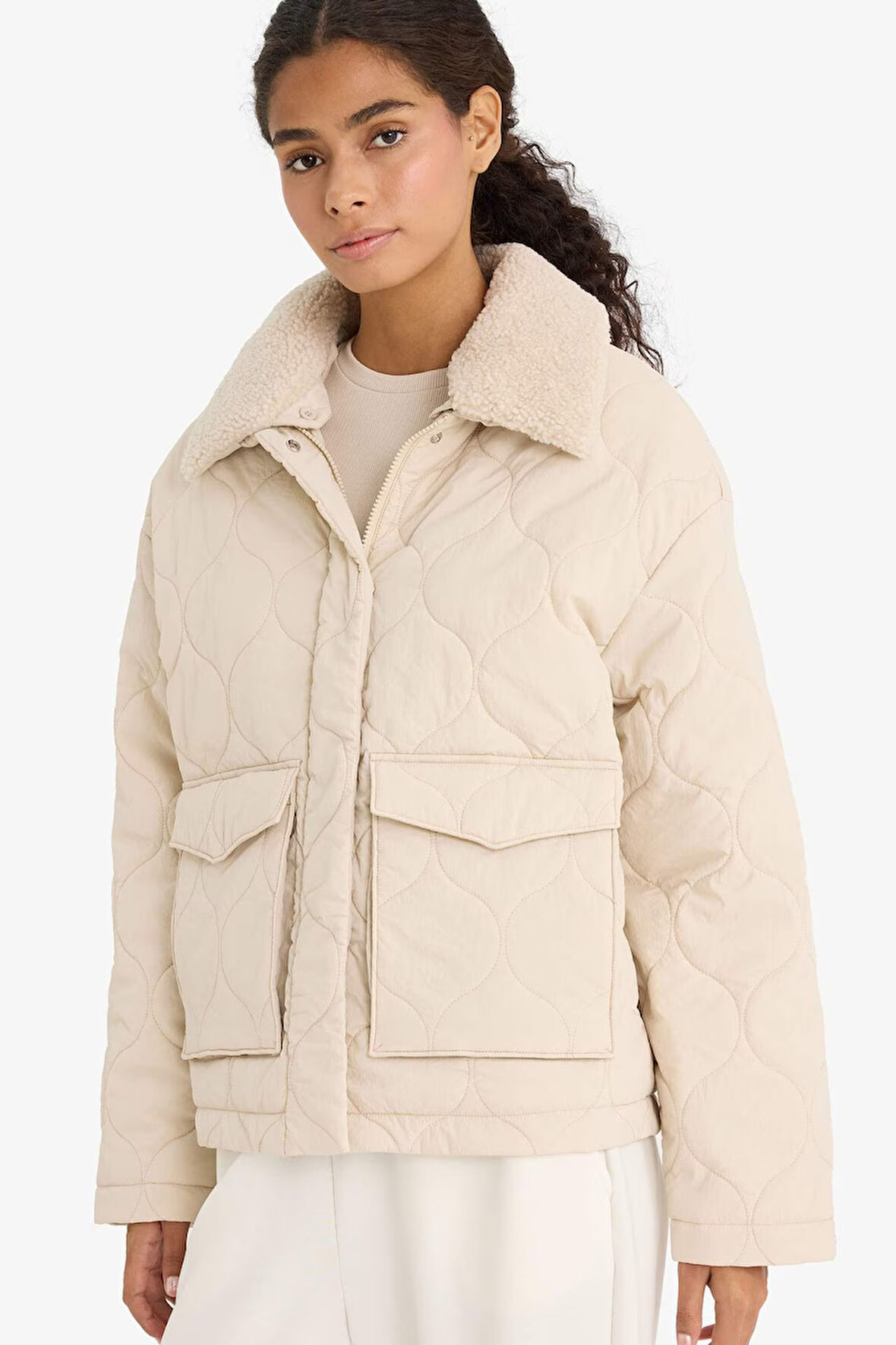 Regular Fit Polo Yaka Polar Astarlı Mont