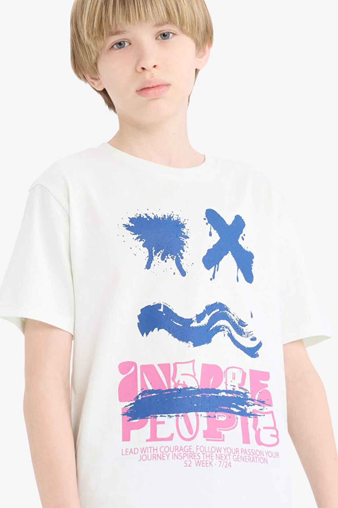 DeFacto Erkek Çocuk Bisiklet Yaka Baskılı Kısa Kollu Tişört E7494A825SMGN1025