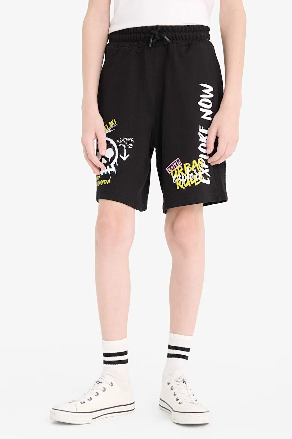 Erkek Çocuk Regular Fit Slogan Baskılı Sweatshirt Kumaşı Şort