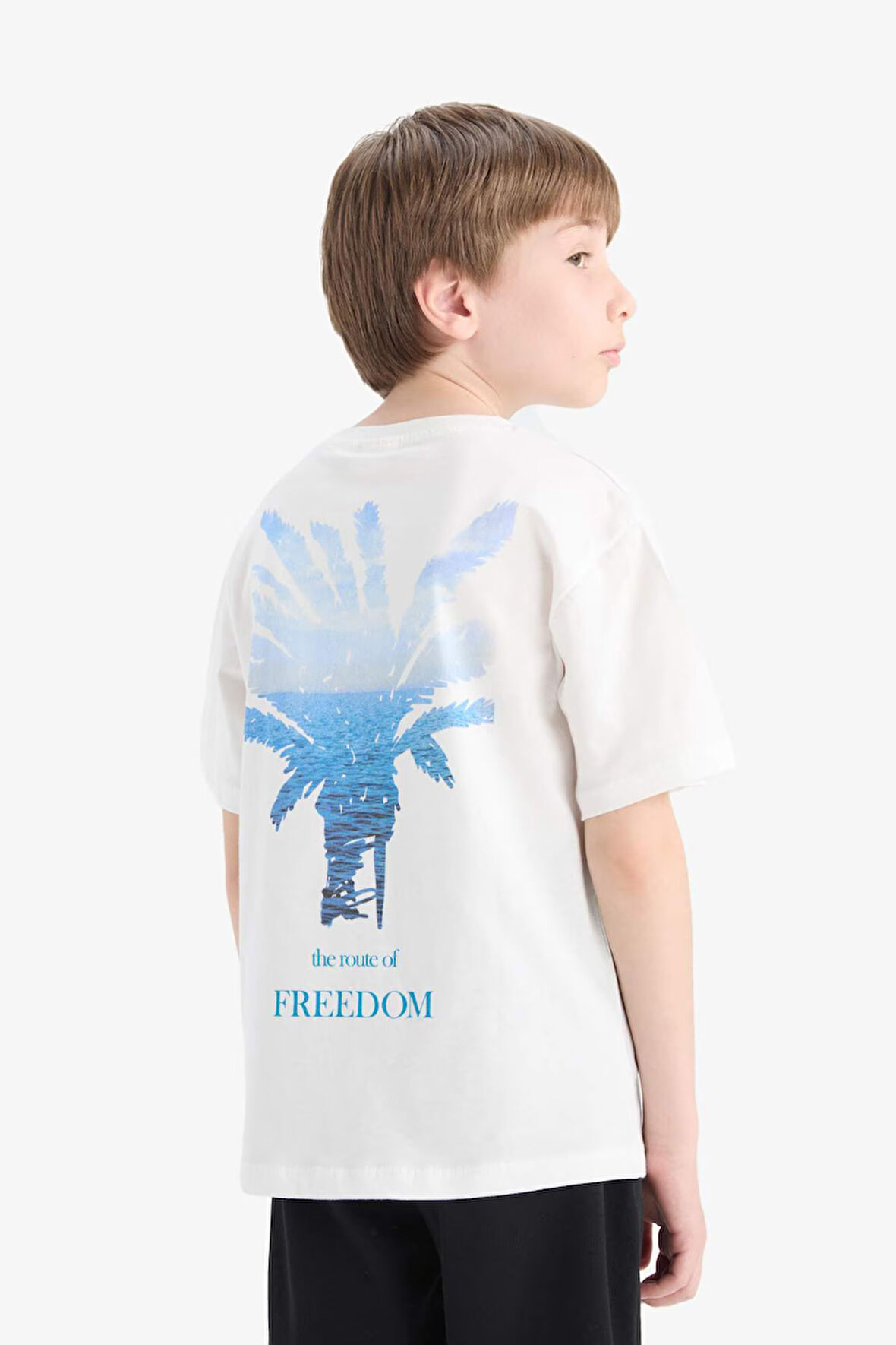 DeFacto Erkek Çocuk Bisiklet Yaka Sırt Baskılı Kısa Kollu Tişört E8458A825HSWT32