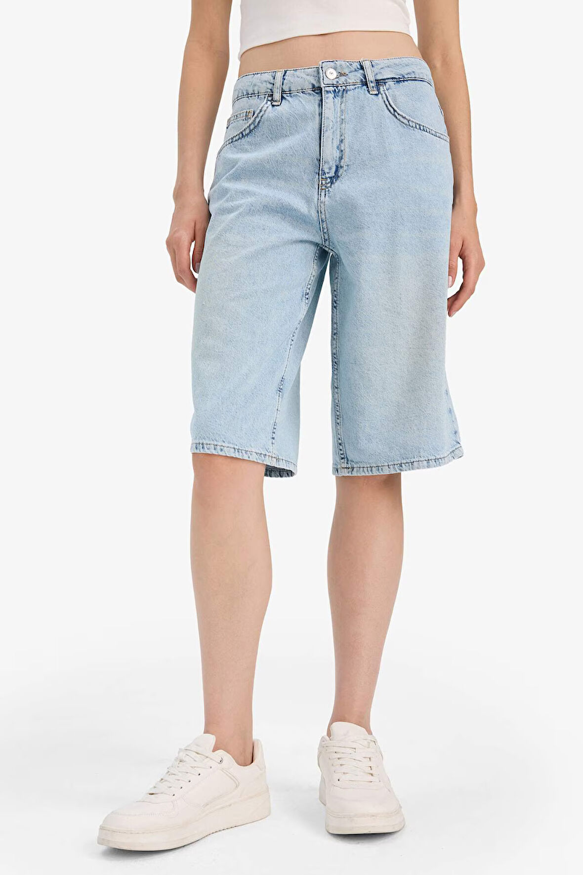Yüksek Bel Jean Bermuda