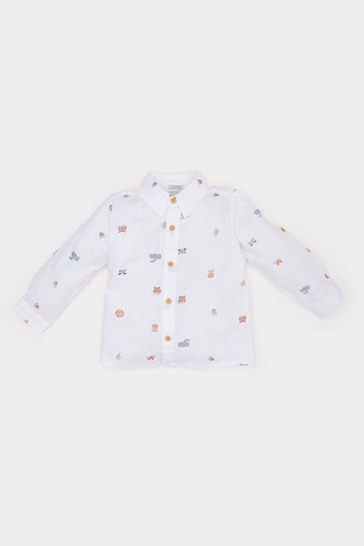 DeFacto Erkek Bebek Hayvan Desenli Flamlı Poplin Uzun Kollu Gömlek E2009A525SPER105