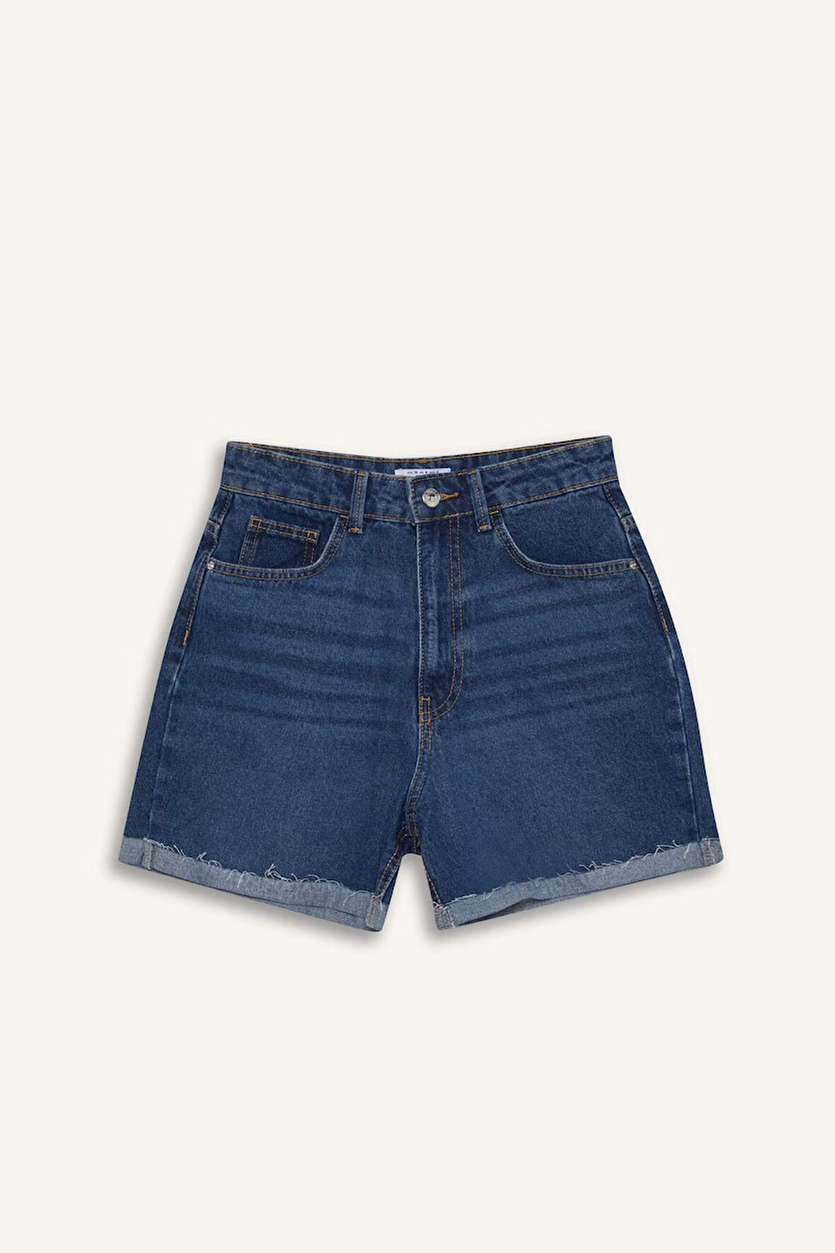 Mom Fit Yüksek Bel Crop Fit Jean Şort