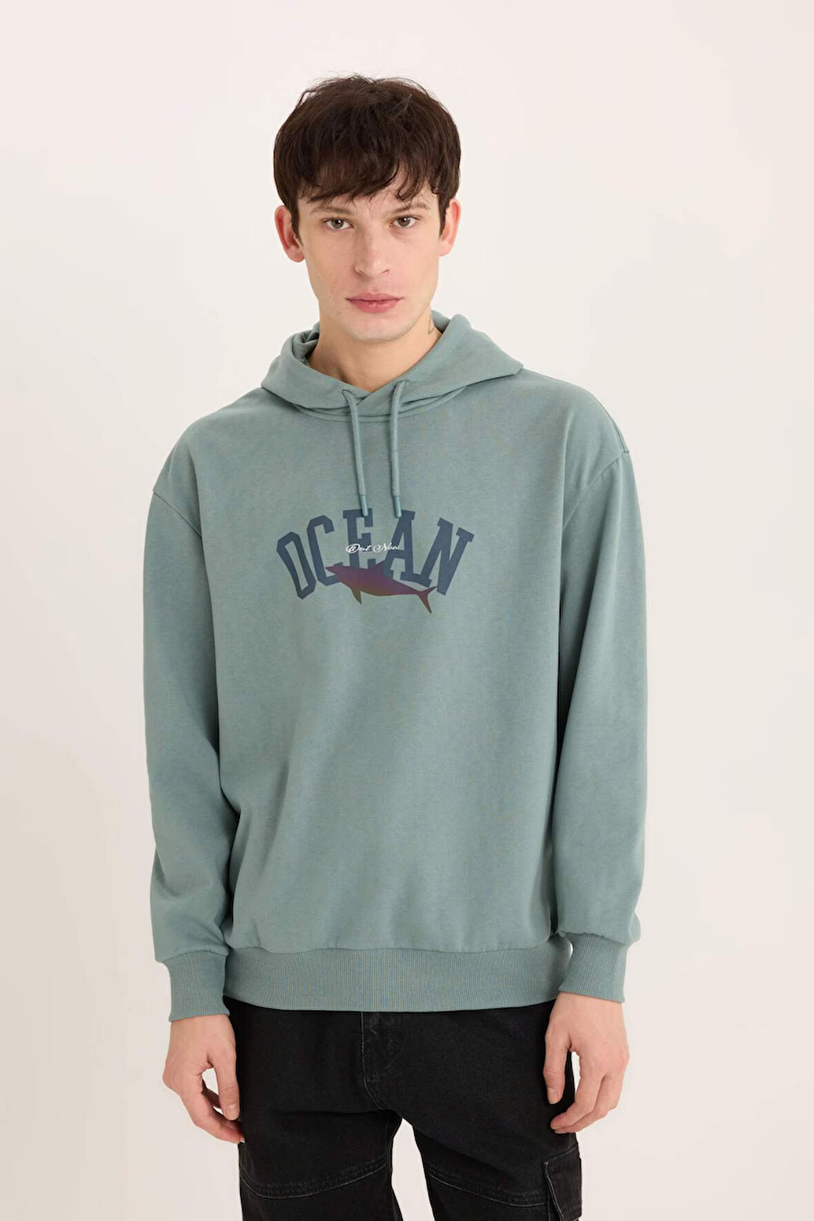 DeFacto Boxy Fit Kapüşonlu Baskılı Sweatshirt E3207AX24WNGN1175