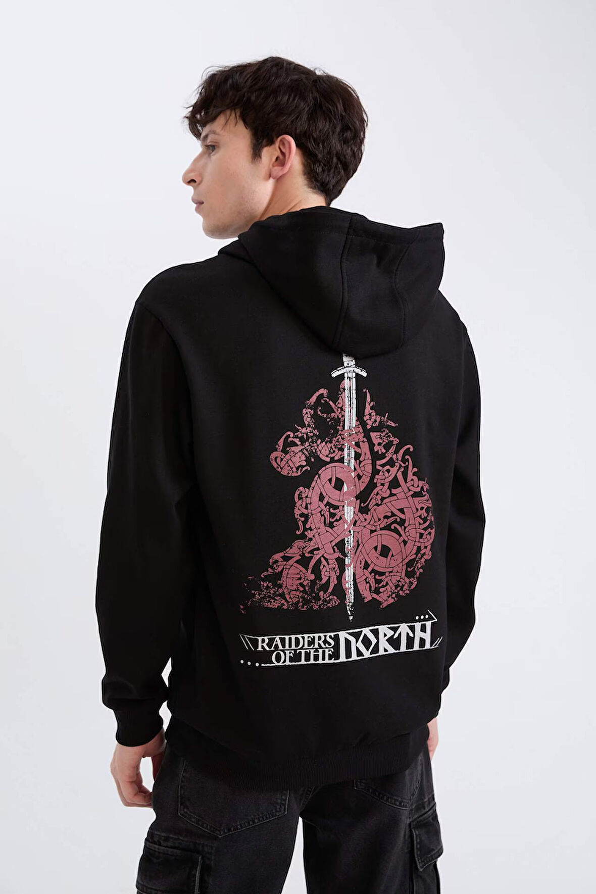 Vikings Valhalla Regular Fit Kapüşonlu Sırt Baskılı Sweatshirt