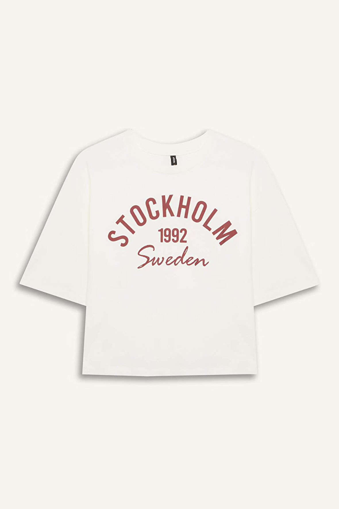 DeFacto Oversize Geniş Kalıp Bisiklet Yaka Baskılı Penye Kısa Kollu Tişört E5148AX25SMER105