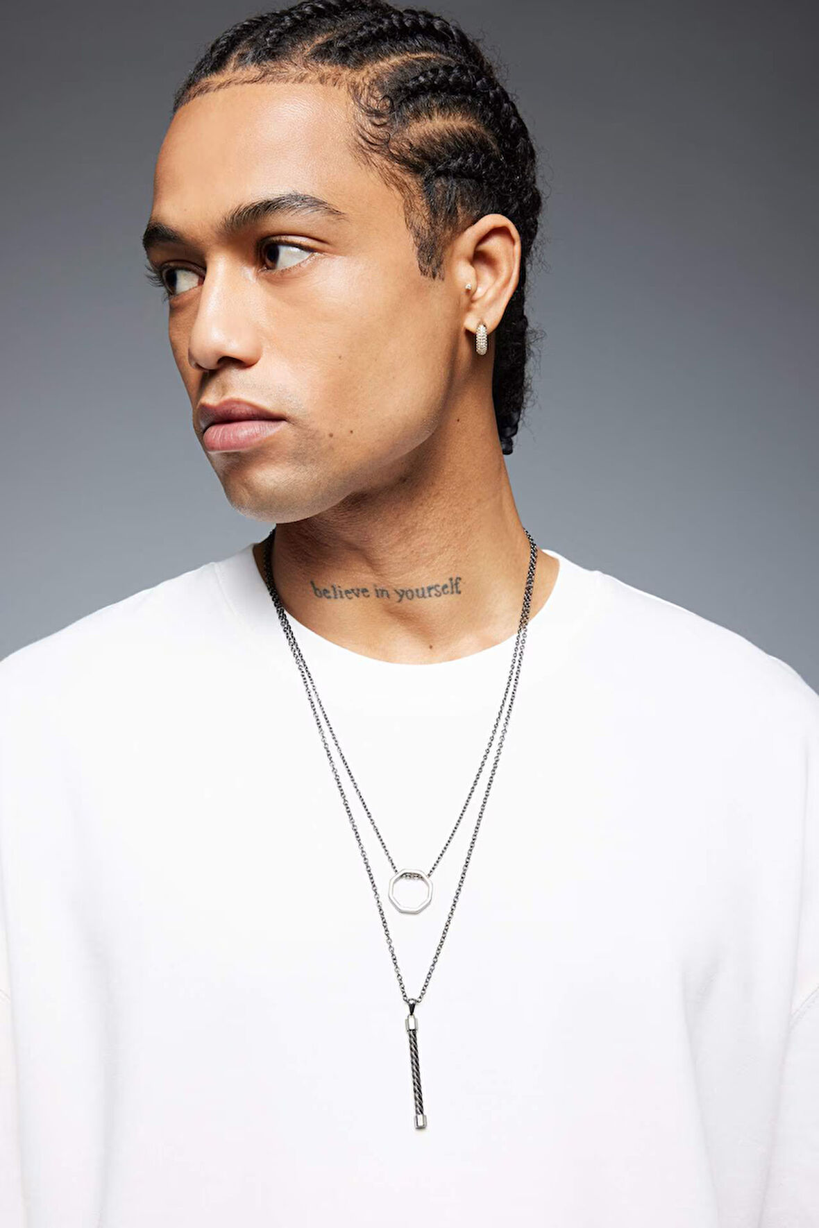 Atolyewolf x Defacto Erkek Sütun Figürlü Zincir 2'li Kolye