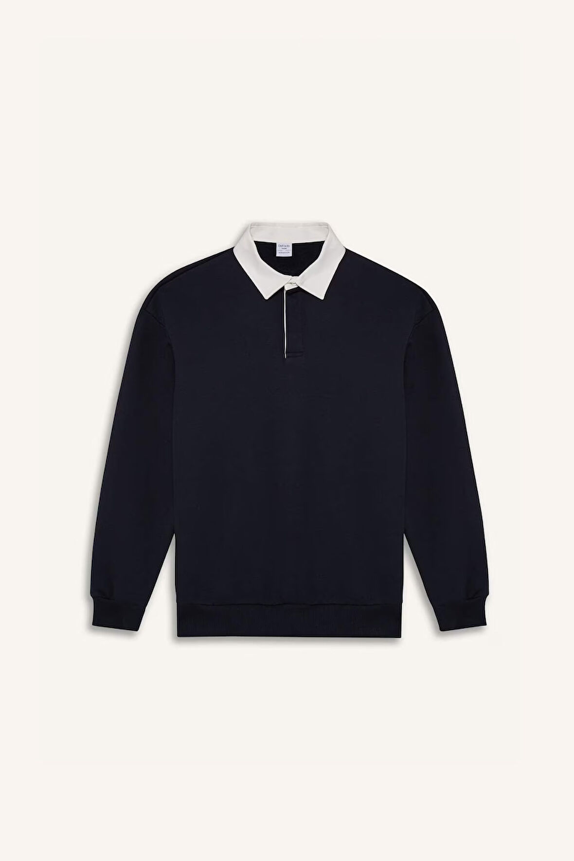 Boxy Fit Polo Yaka Basic Düz Sweatshirt