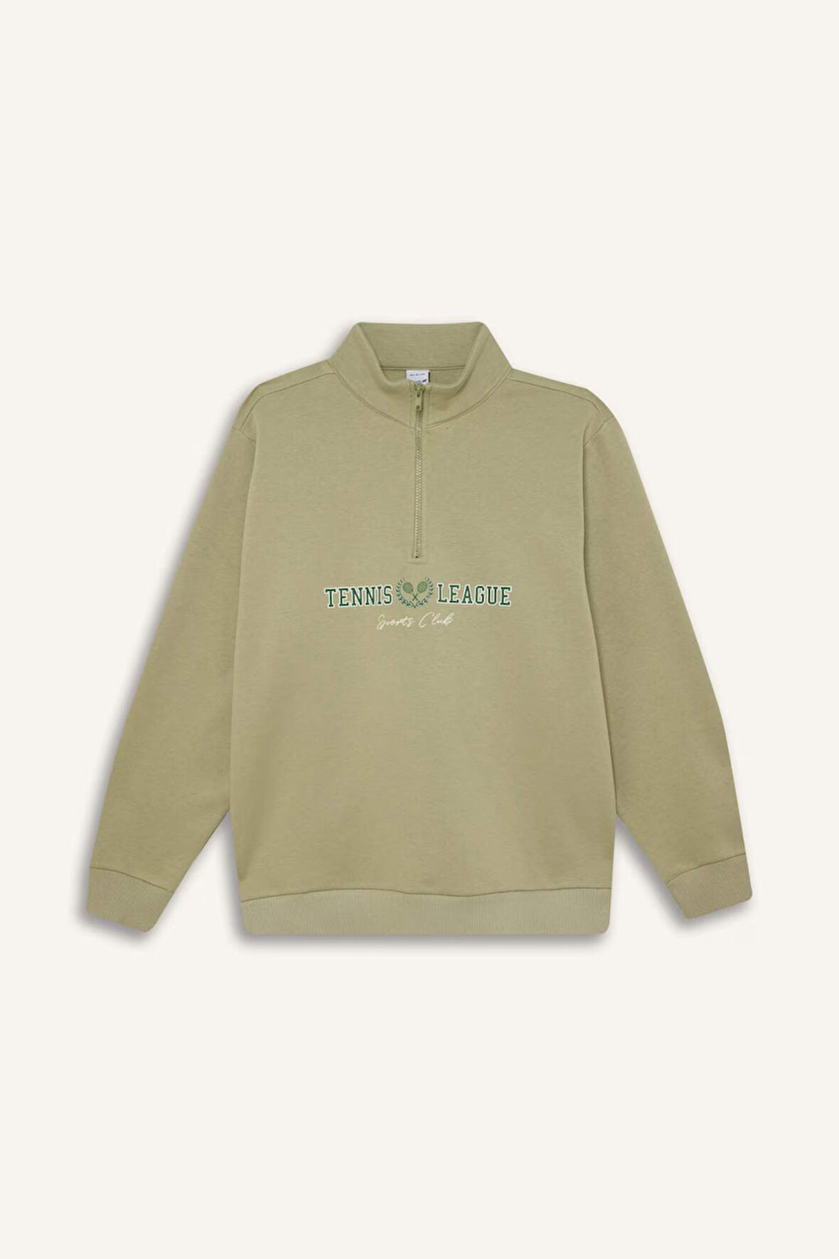 DeFactoFit Oversize Geniş Kalıp Fermuarlı Dik Yaka Baskılı Kalın Sporcu Sweatshirt E5703AX24WNKH271