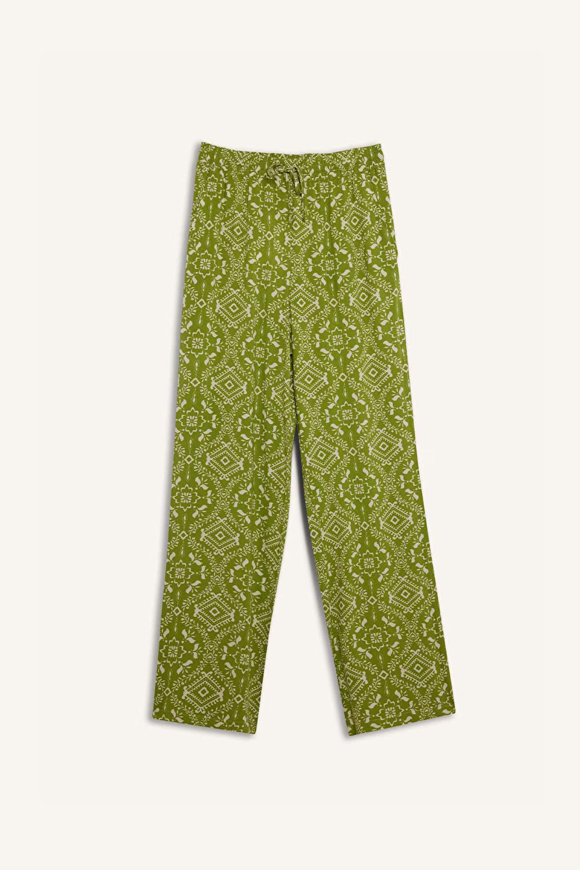 Regular Fit Desenli Esnek Belli Düz Paça Pantolon