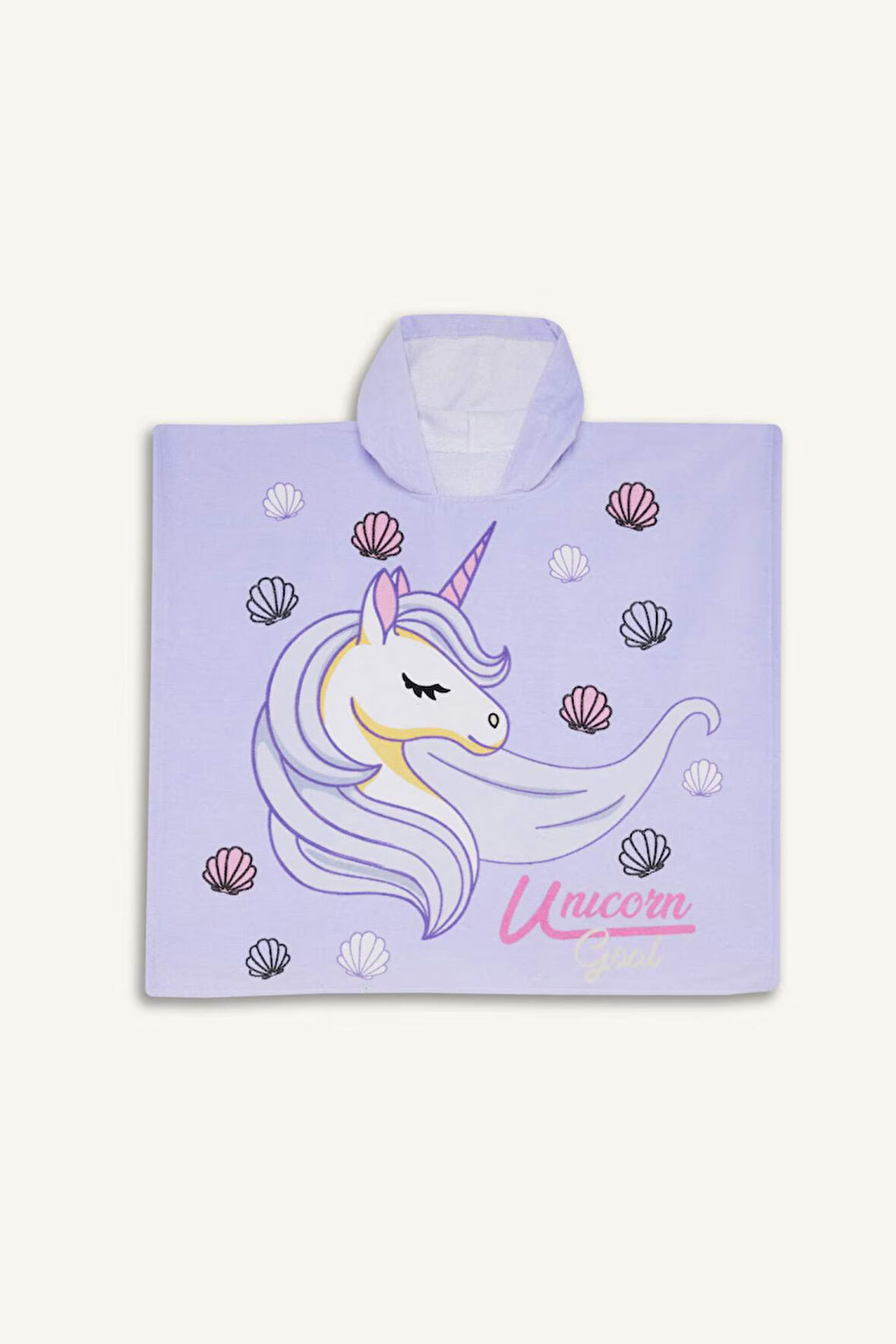 Kız Çocuk Baskılı Pamuklu Panço Havlu