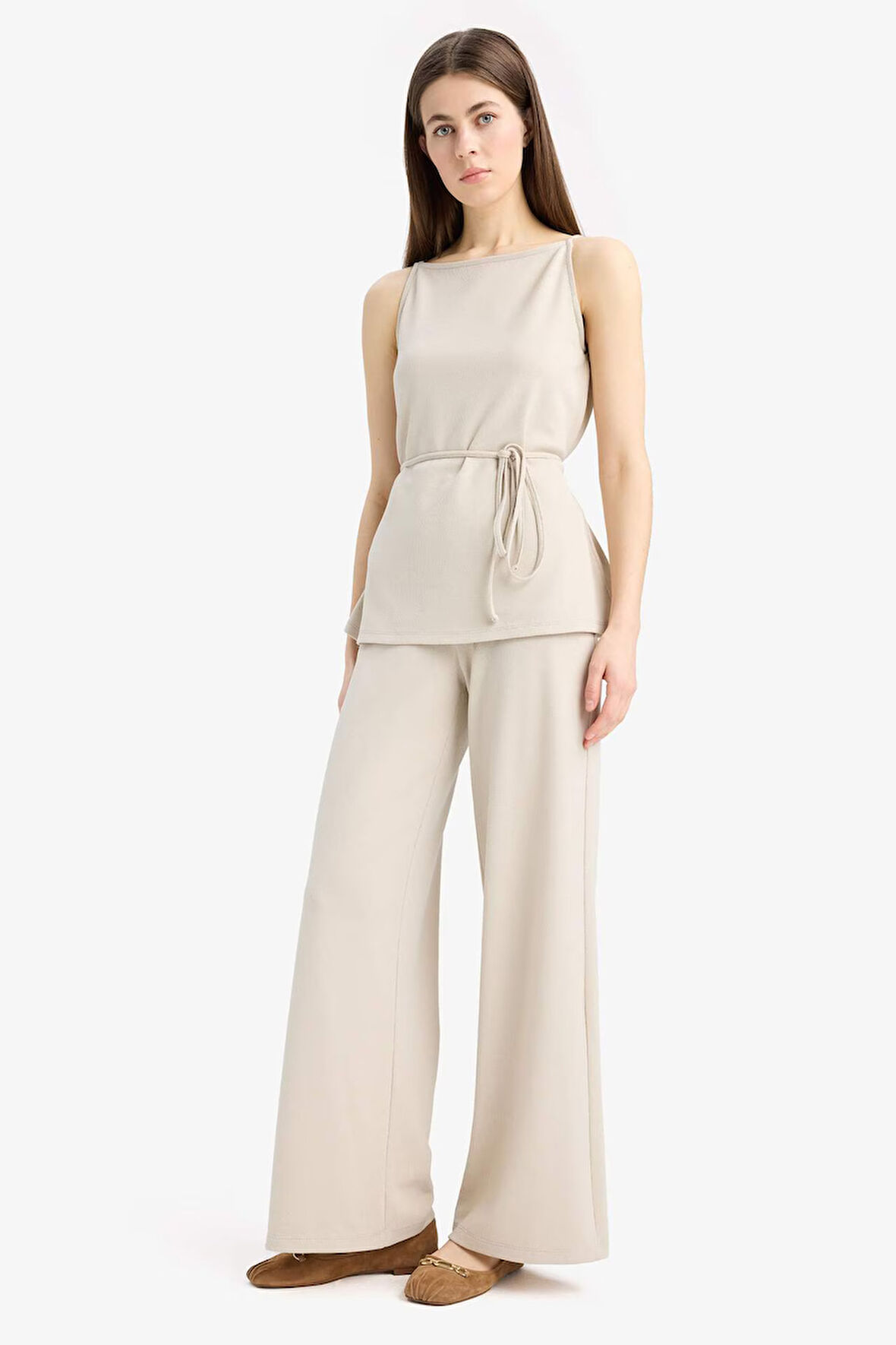 Wide Leg Geniş Paça Basic Düz Pike Pantolon