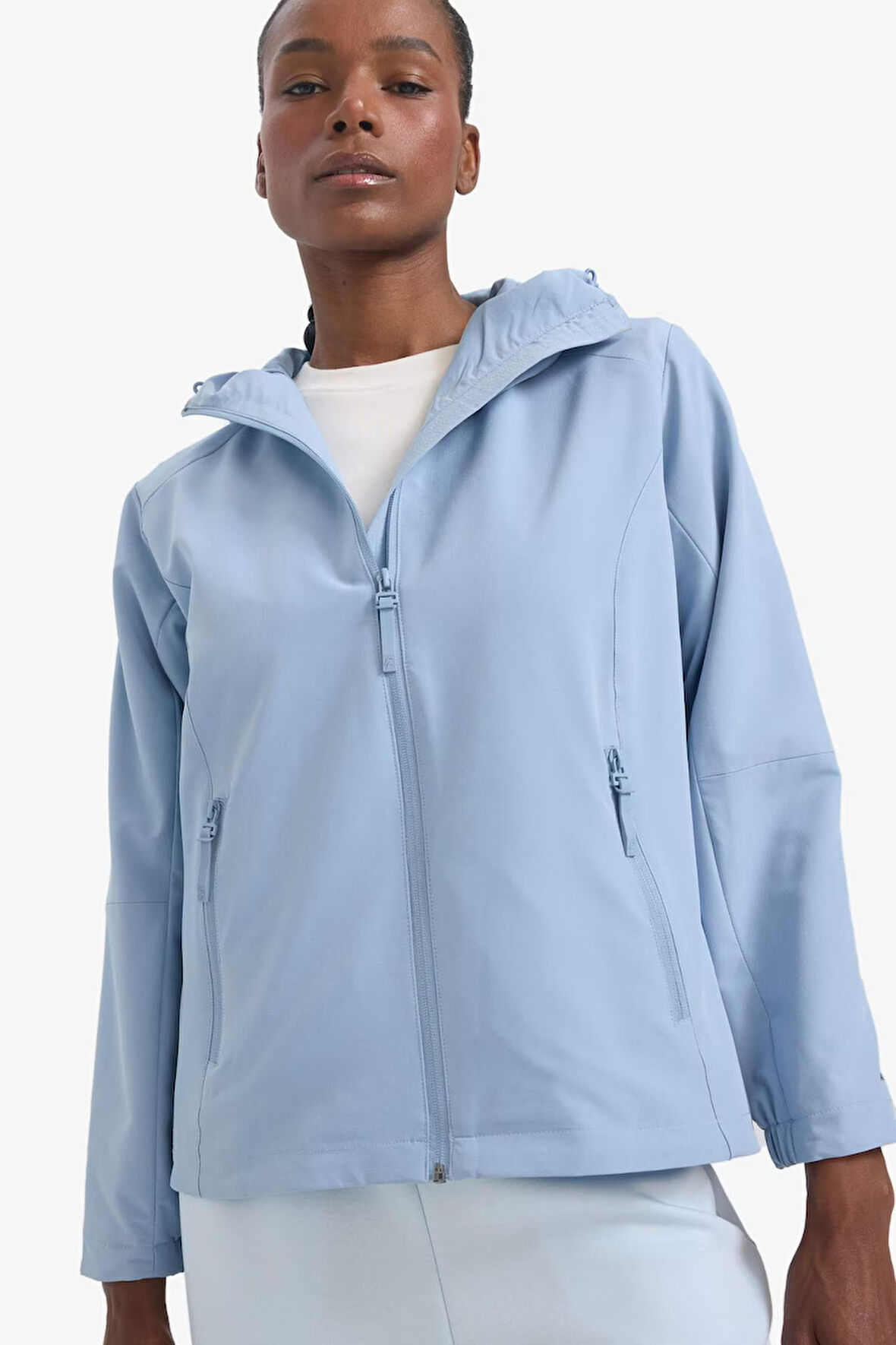 DeFactoFit Su İtici Regular Fit Kapüşonlu Fermuarlı İpek Kumaş Yağmurluk