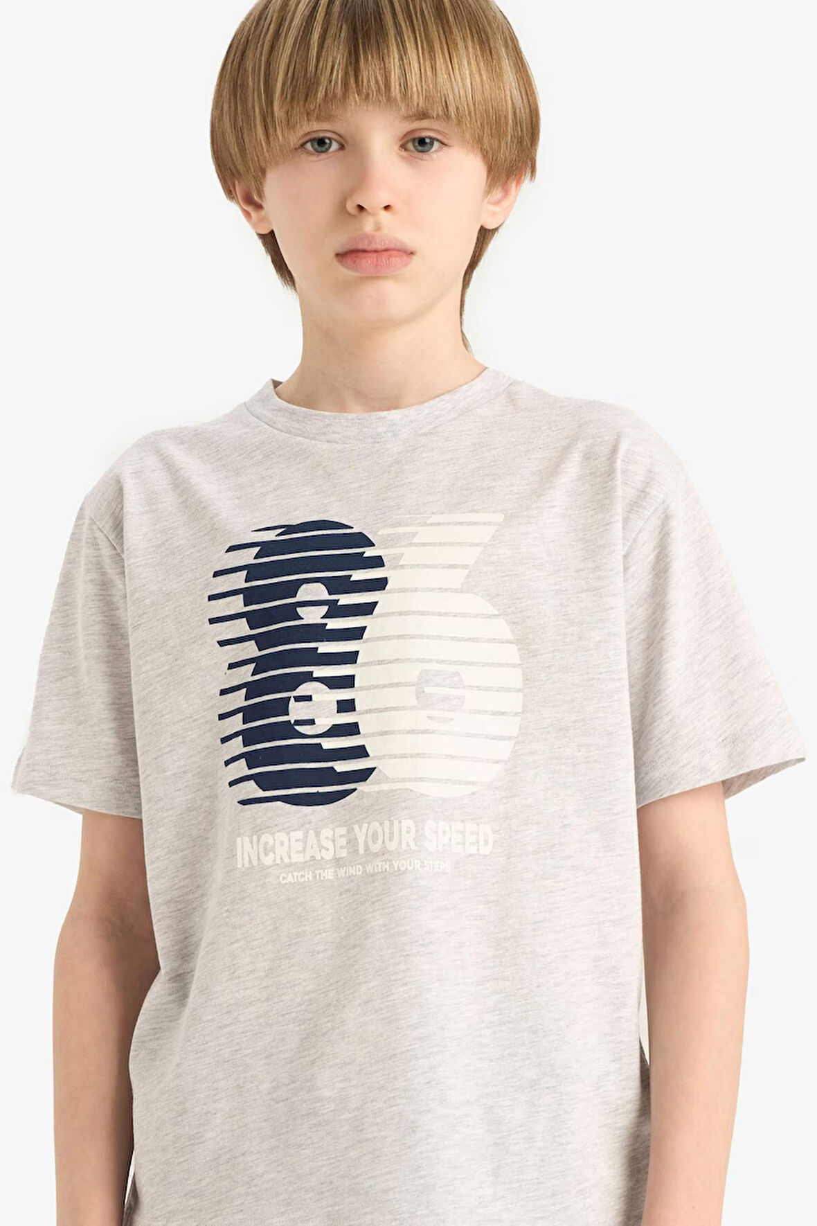 DeFacto Erkek Çocuk Bisiklet Yaka Baskılı Kısa Kollu Tişört E6313A825HSGR400