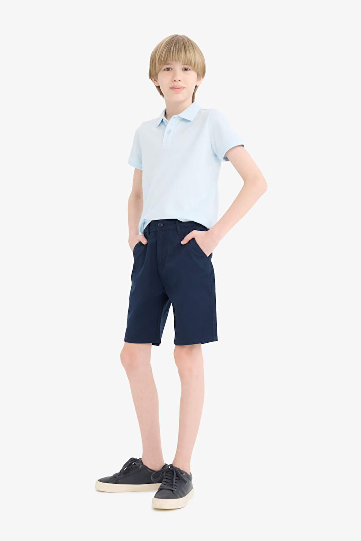 Erkek Çocuk Cepli Basic Düz Gabardin Şort