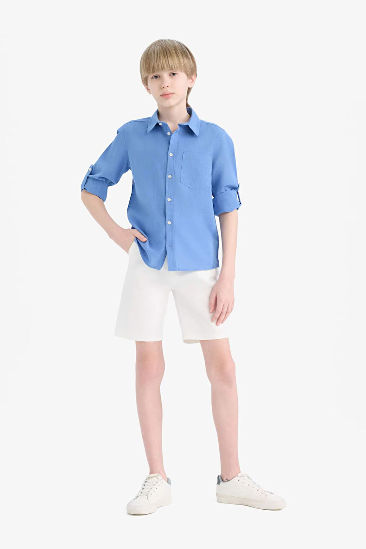 DeFacto Erkek Çocuk Cepli Basic Düz Gabardin Şort C2955A825SMWT32
