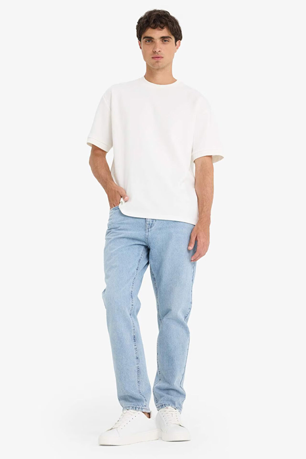 %100 Pamuk 90's Slim Fit Dar Kalıp Yüksek Bel Dar Paça Jean Yıkamalı Pantolon