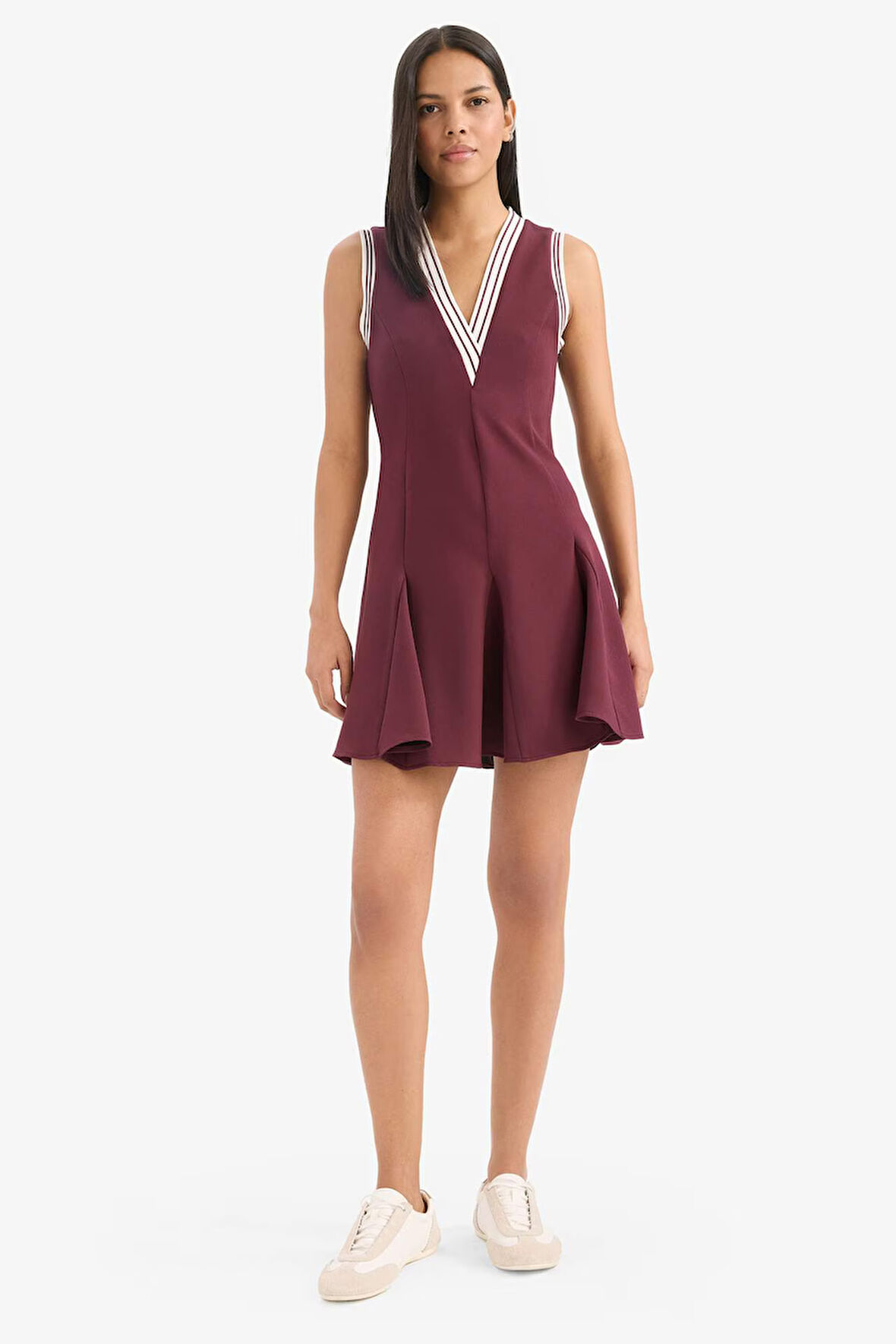 DeFacto V Yaka Kolsuz Volanlı Mini Yazlık Elbise F3324AX25SMBR262