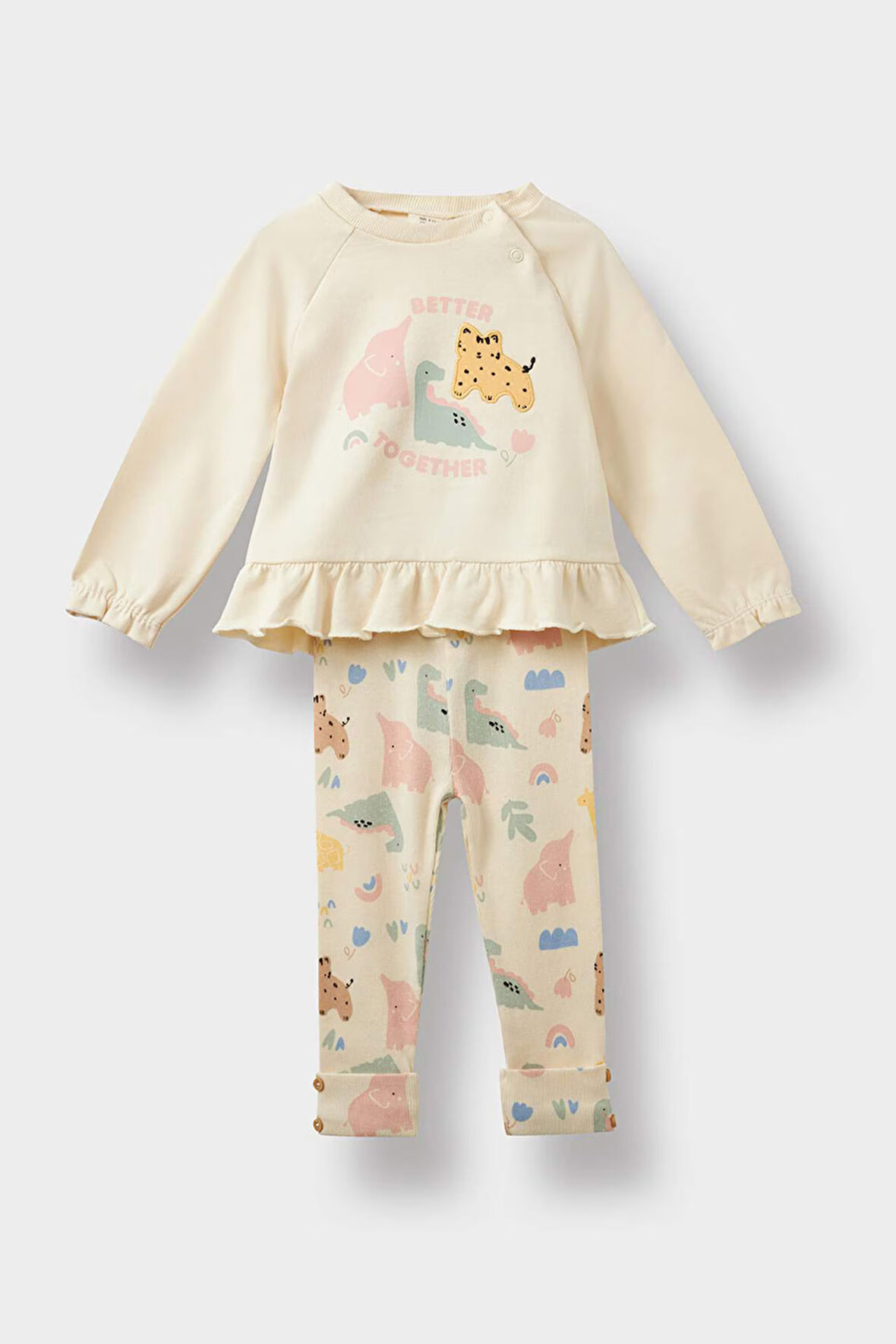 Kız Bebek 2'li Takım Desenli Sweatshirt Tayt