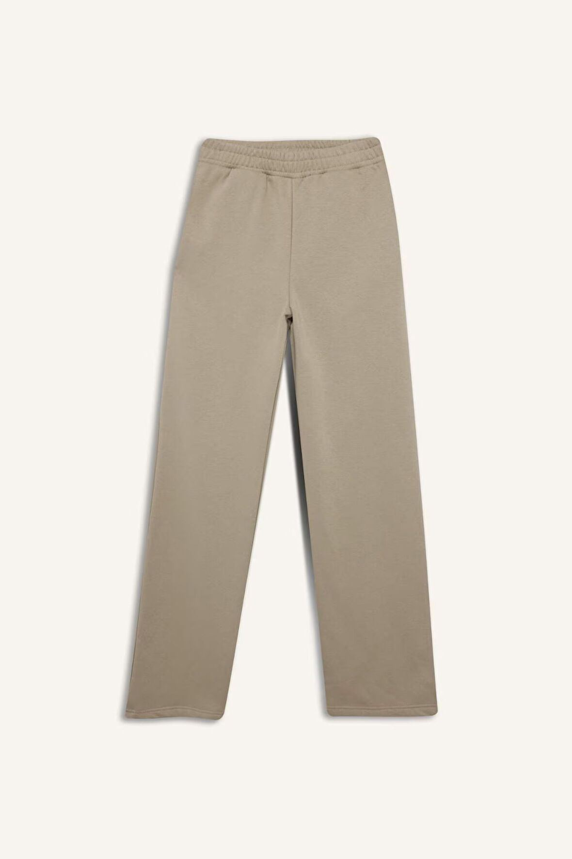 Straight Fit Basic Düz Cepli Yüksek Bel Kalın Sweatshirt Kumaşı Pantolon