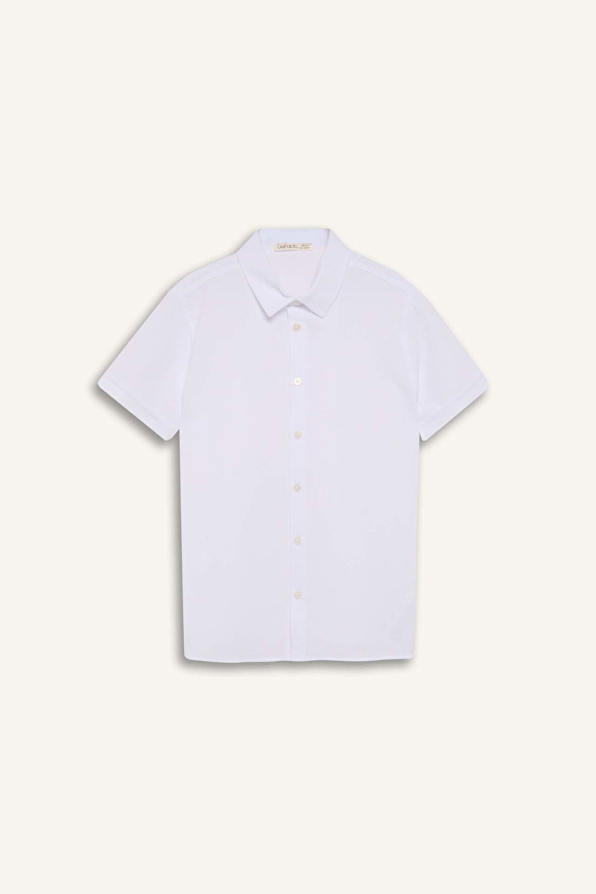 Erkek Çocuk Okula Dönüş Regular Fit Polo Yaka Dokulu Kısa Kollu Gömlek