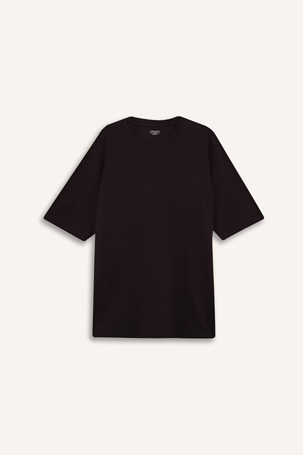 Oversize Geniş Kalıp Bisiklet Yaka Kısa Kollu Tişört