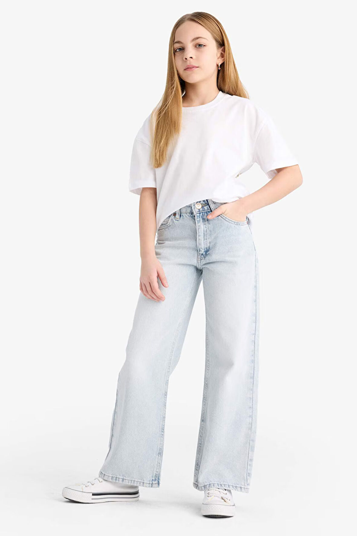 DeFacto Kız Çocuk Straight Wide Jean Pantolon F3150A825SMNM39