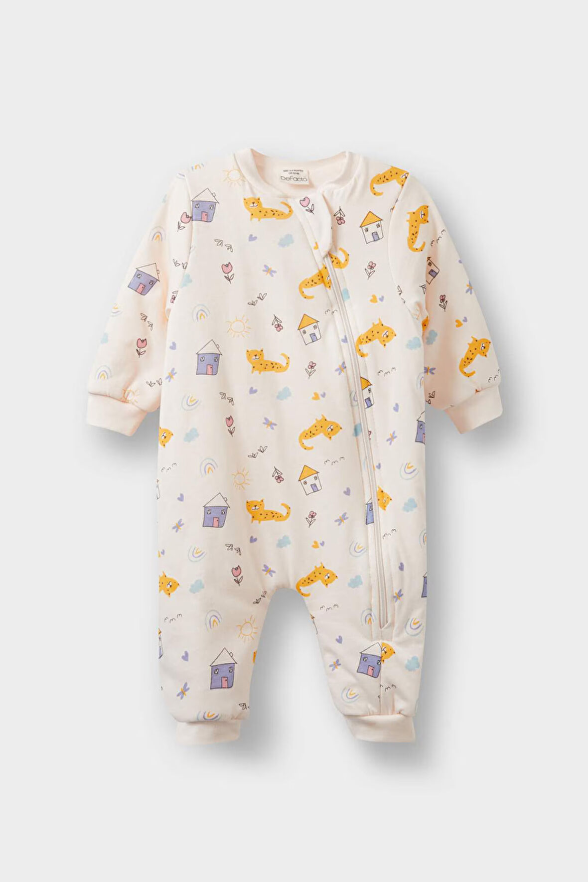 Kız Bebek Yenidoğan Hayvan Desenli Penye Tulum