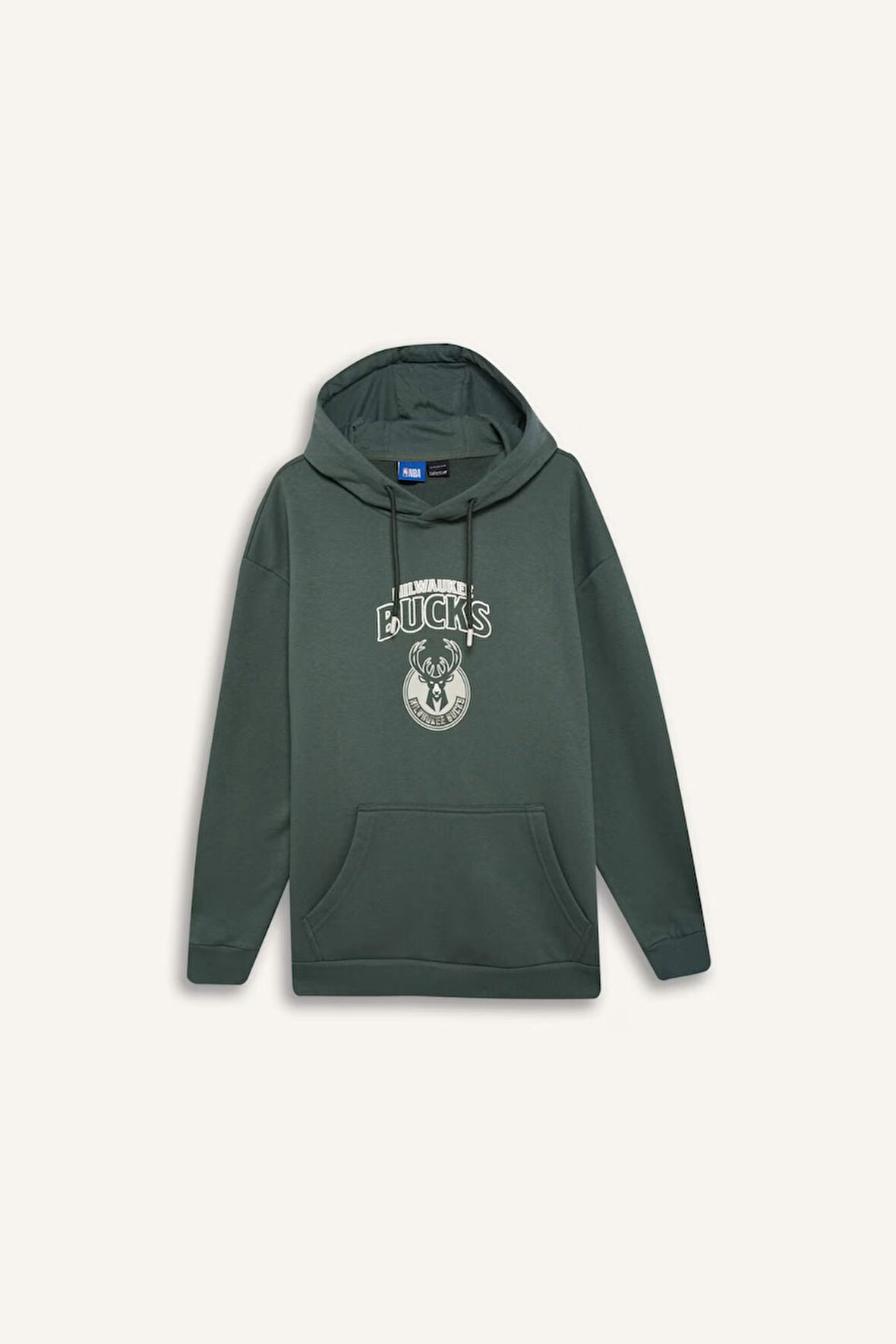 DeFactoFit NBA Milwaukee Bucks Boxy Fit Kapüşonlu Sırt Baskılı Kanguru Cepli Kalın Sweatshirt D3246AX24WNGN1177