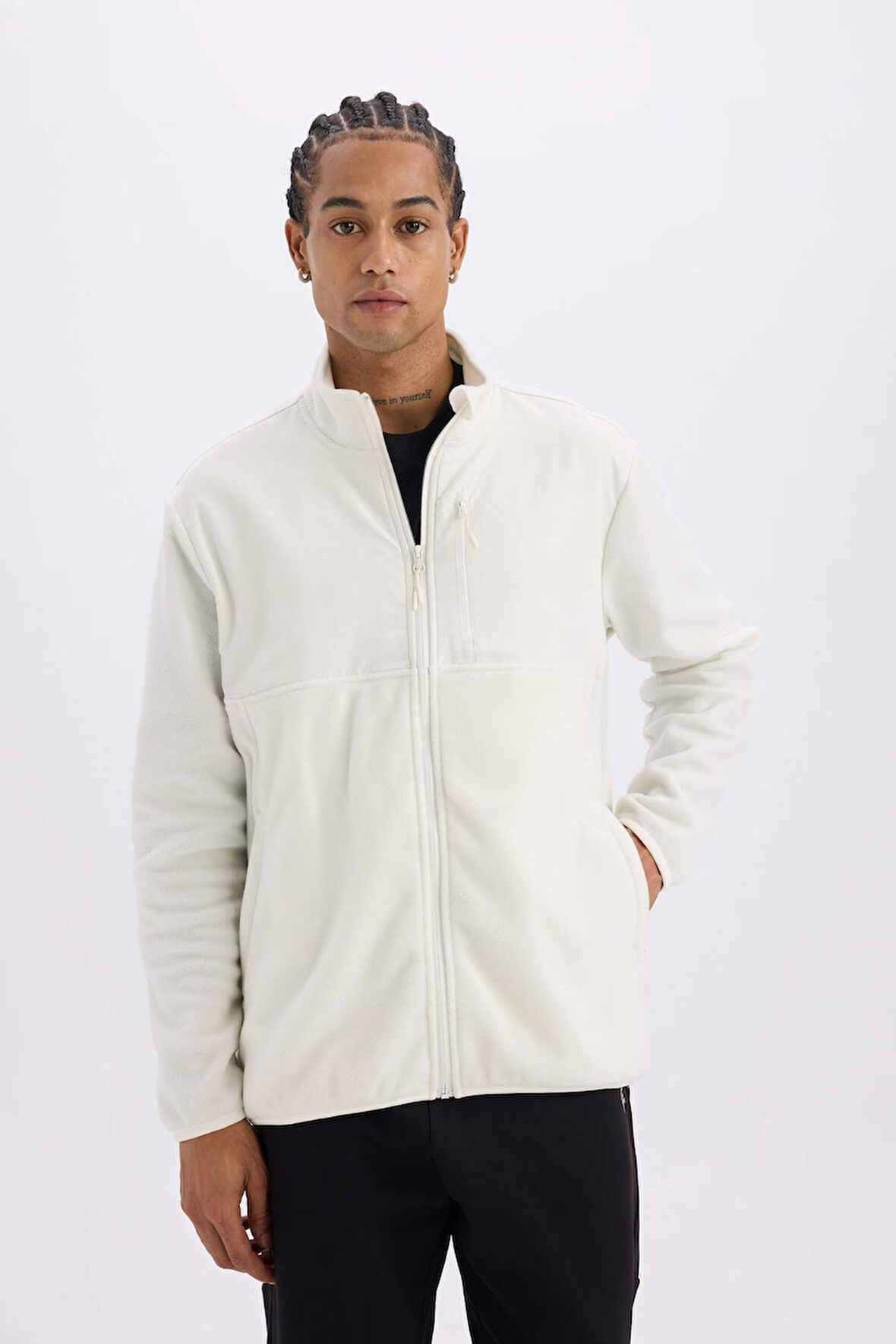 DeFactoFit Standart Fit Cepli Sporcu Polar Hırka D2731AX24WNBG721