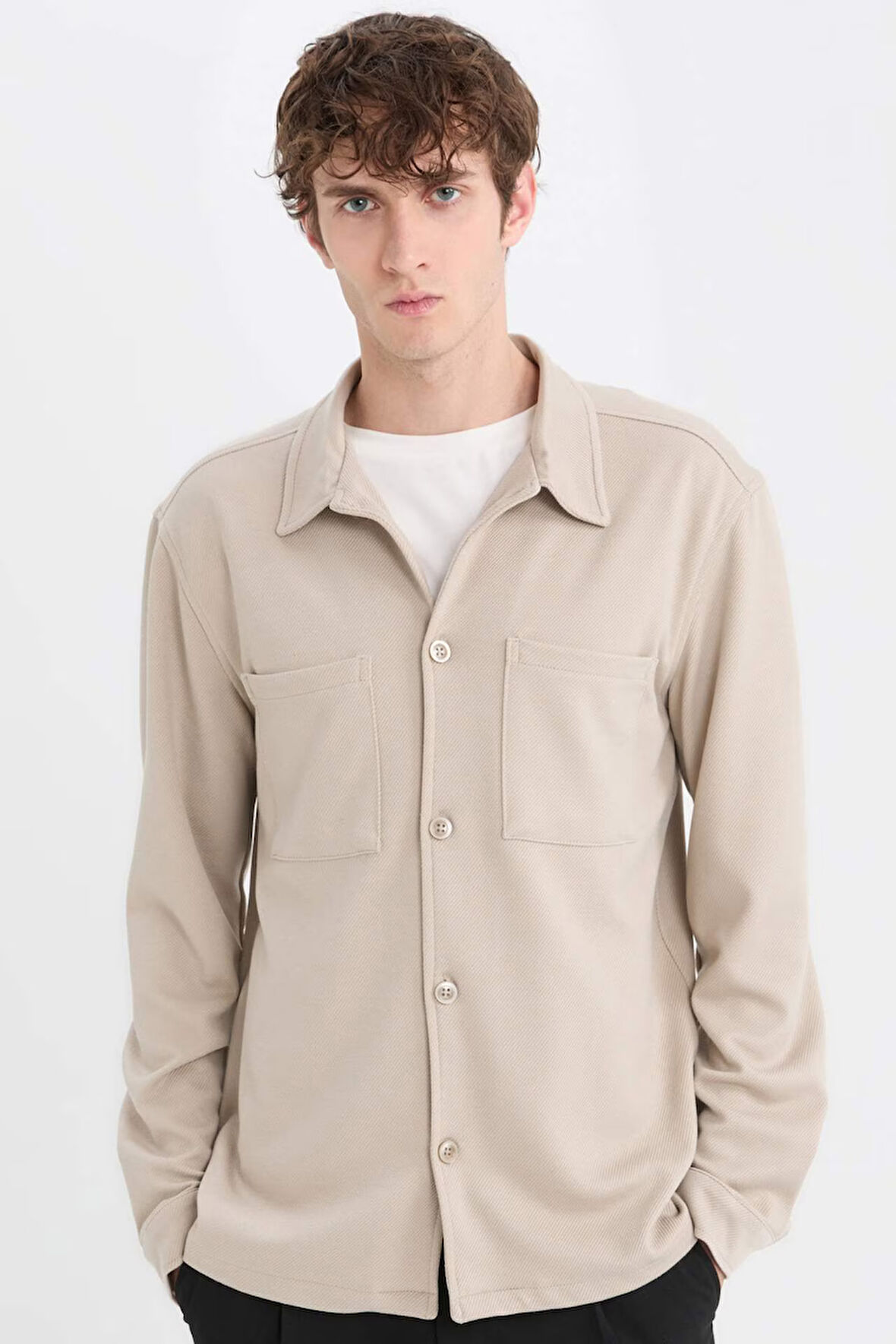 DeFacto Regular Fit Polo Yaka Gömlek Ceket D7243AX25SPBG49