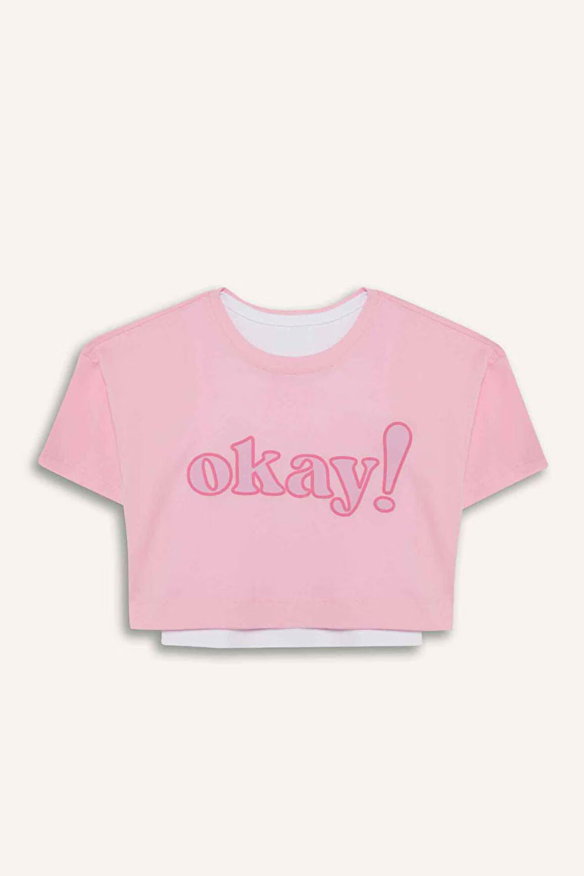 DeFacto Kız Çocuk Bisiklet Yaka Baskılı Kısa Kollu Tişört E0063A825SMPN666