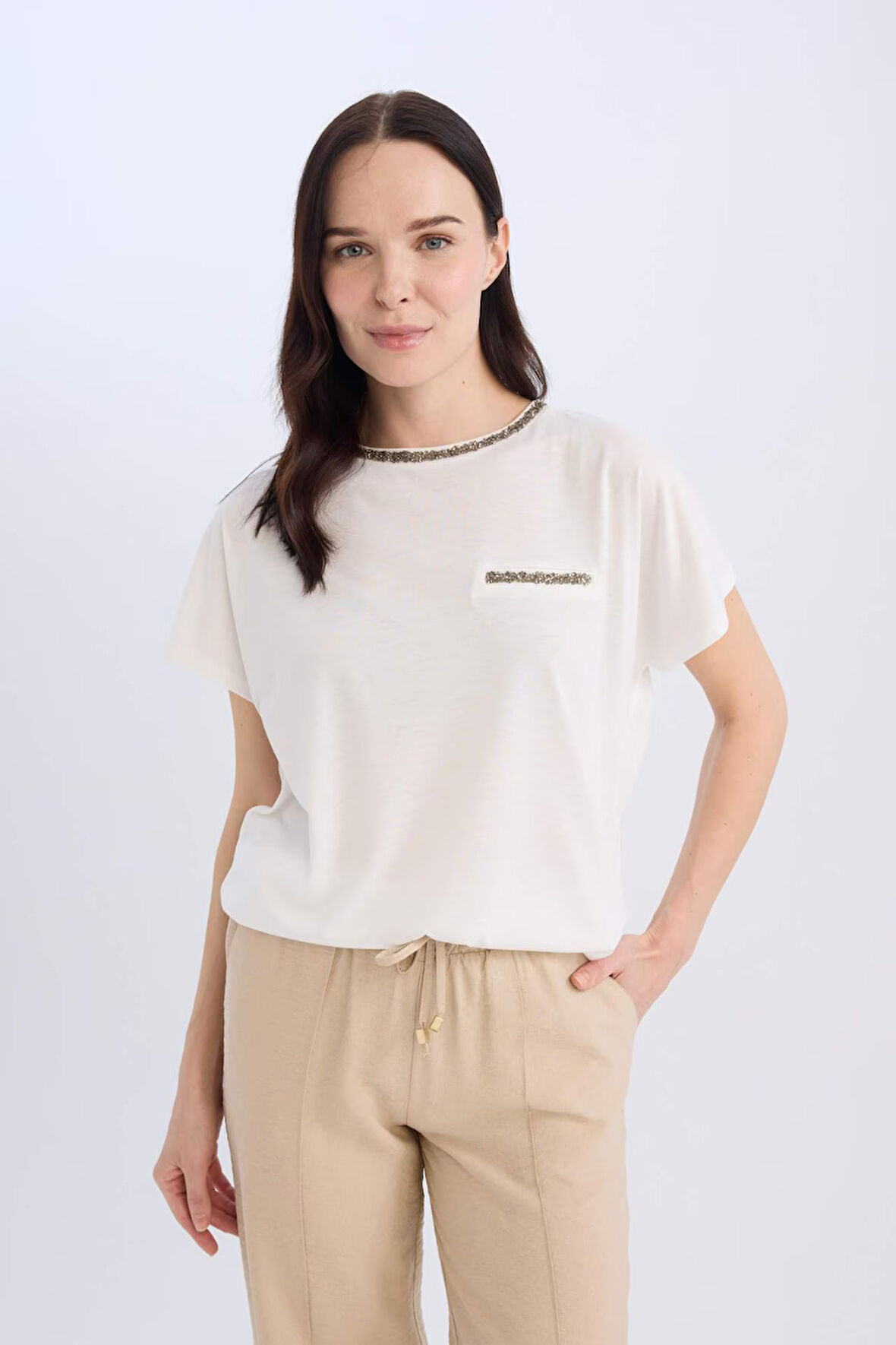 DeFacto 	Bisiklet Yaka Baskılı Kısa Kollu Tişört K7701AZ25SPER105