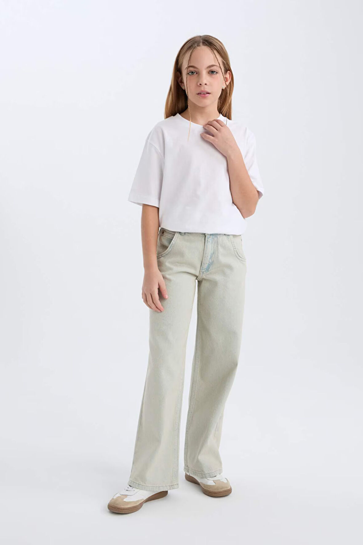 DeFacto Kız Çocuk Wide Leg Geniş Paça Jean Pantolon D9128A825SPNM39