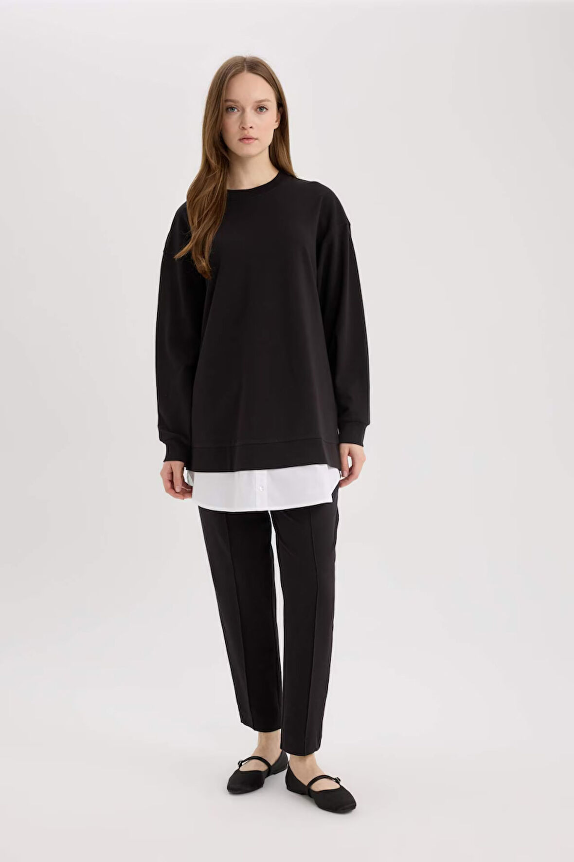 Harem Basic Düz Sweatshirt Kumaşı Pantolon