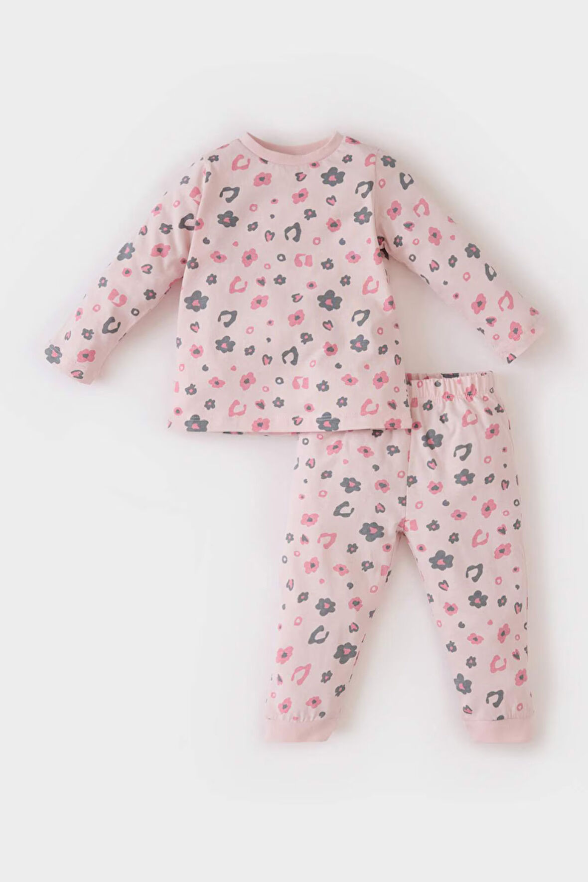DeFacto Kız Bebek Pijama Takımı Desenli Uzun Kollu Penye Üst Beli Lastikli Alt E0761A525SPPN367