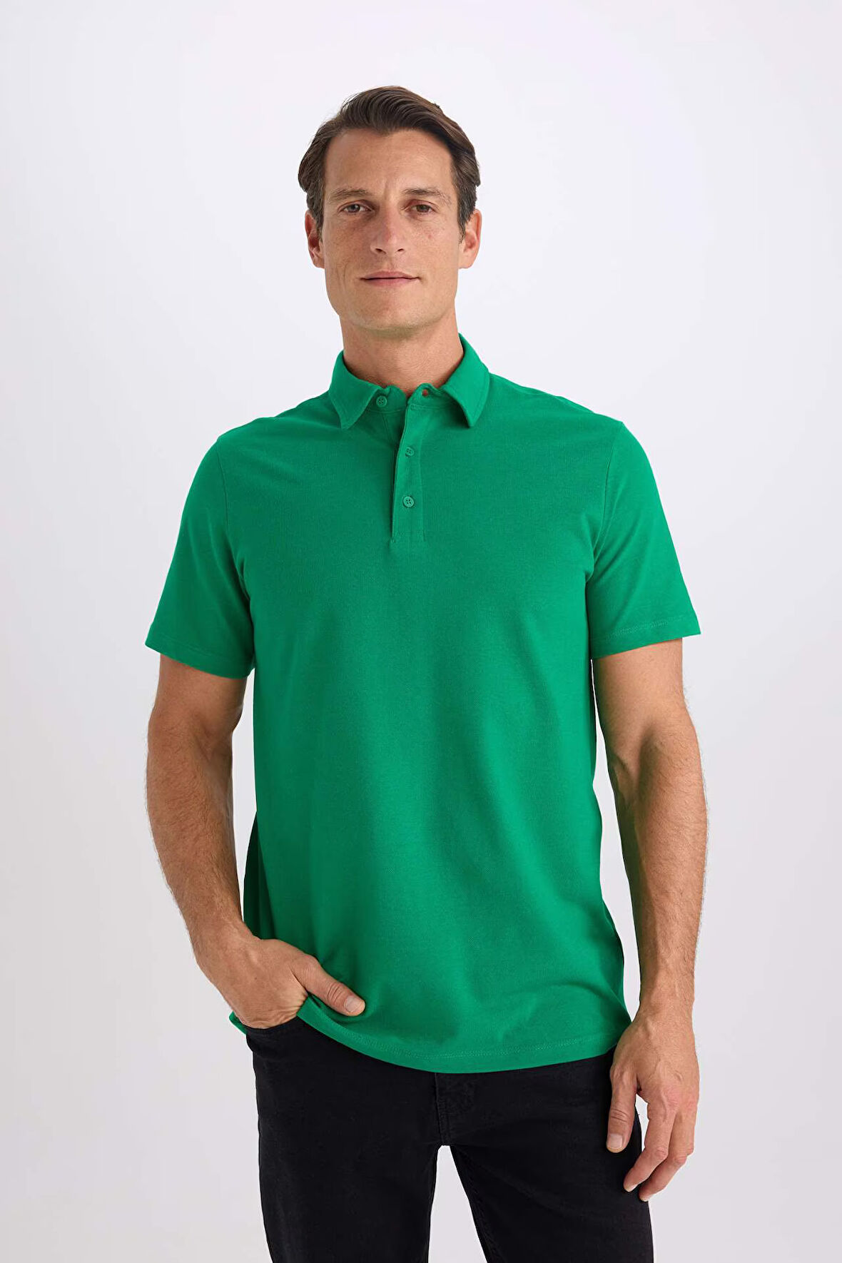 DeFacto Regular Fit Pamuklu Kısa Kollu Basic Düz Polo Tişört E2348AX24AUGN1037