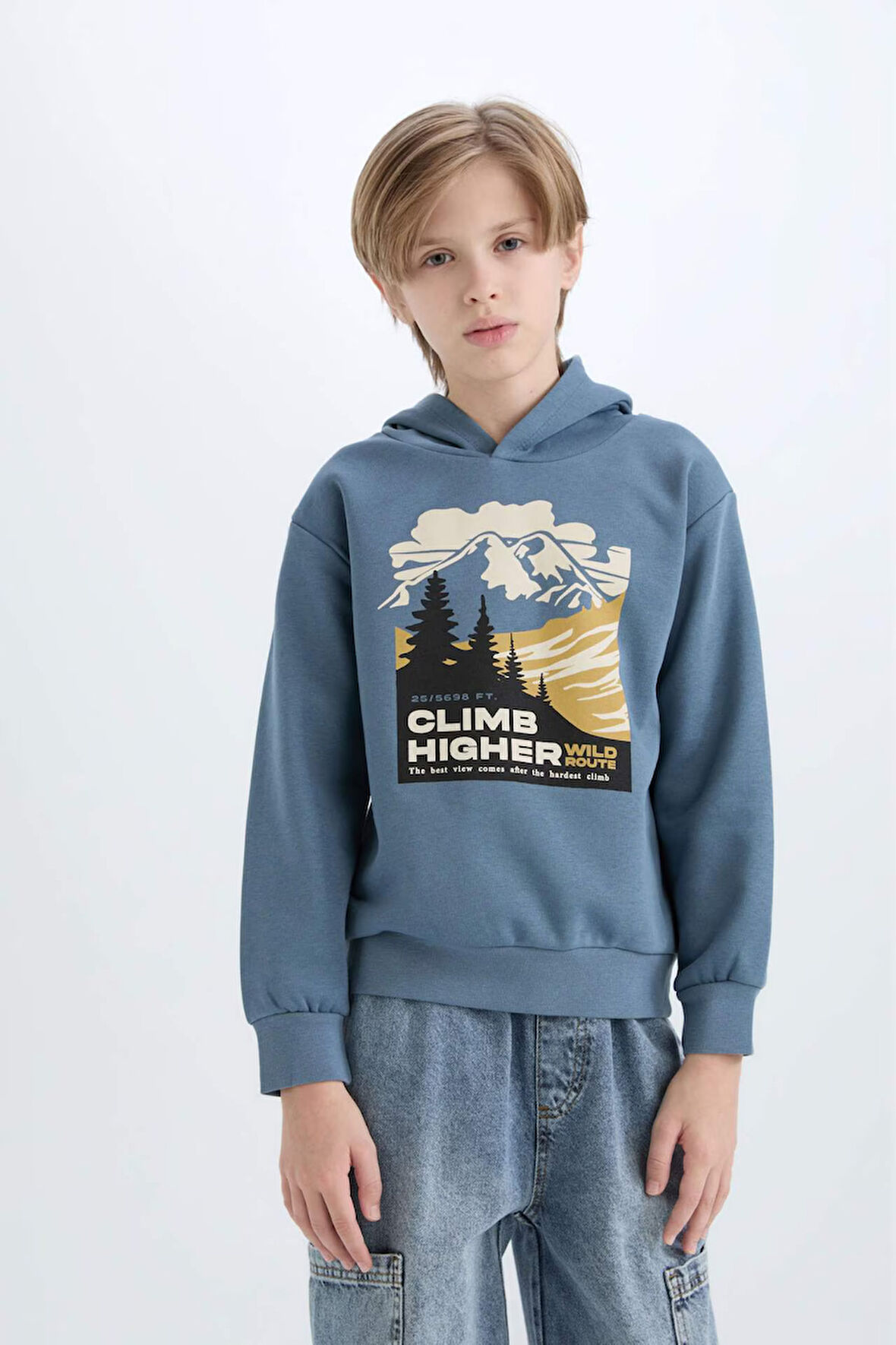 DeFacto Erkek Çocuk Kapüşonlu Baskılı Sweatshirt D6226A824CWIN13