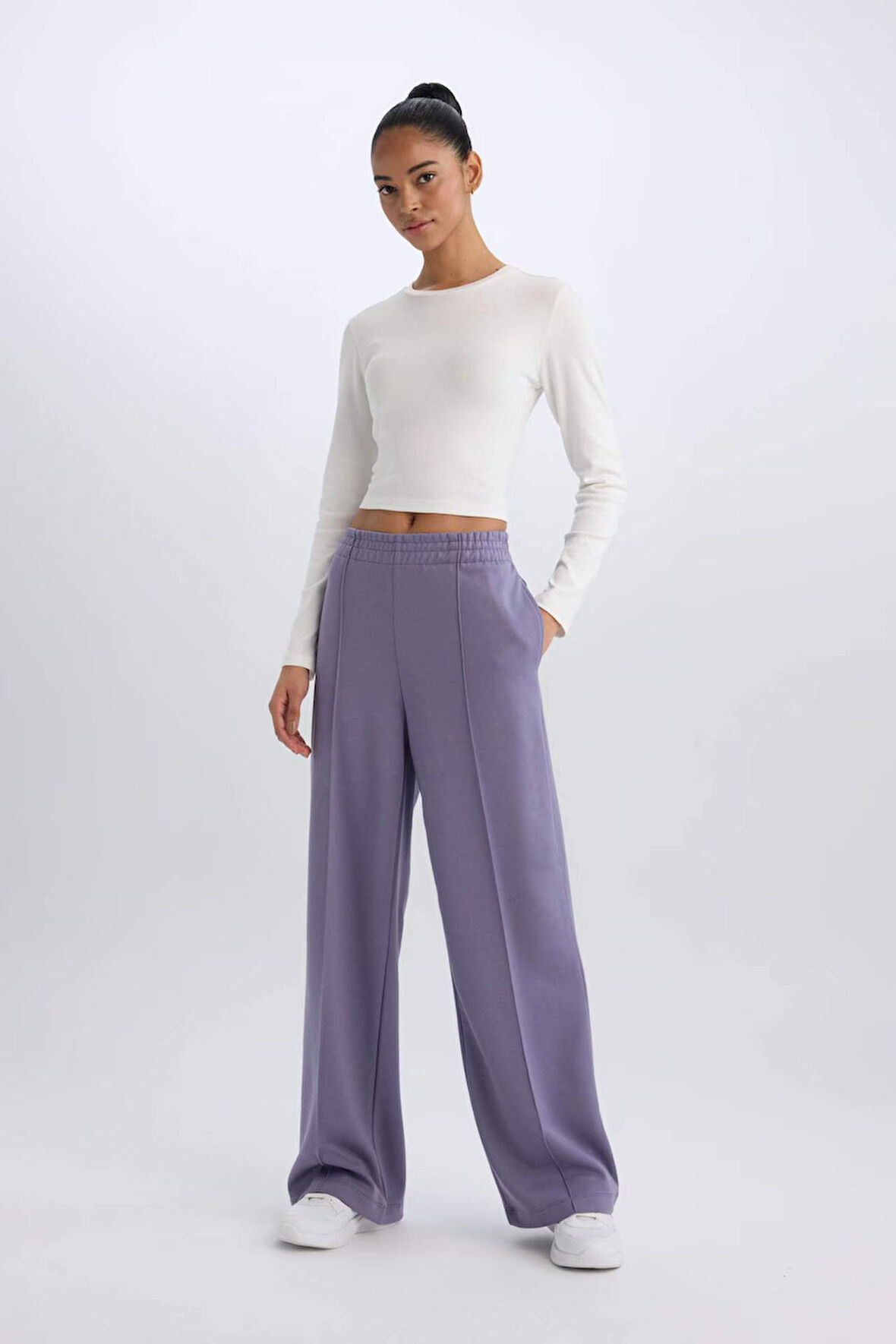 DeFactoFit Wide Leg Geniş Paça Sporcu Eşofman Altı Cepli Standart Boy Skuba Dalgıç Kumaş D8316AX25SPPR505