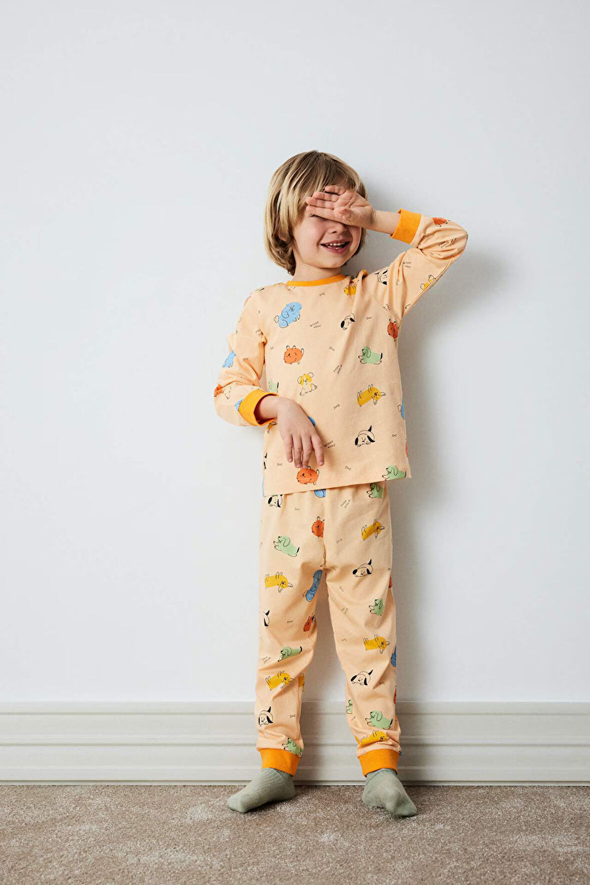 Erkek Bebek Pijama Takımı Desenli Uzun Kollu Penye Üst Beli Lastikli Uzun Alt