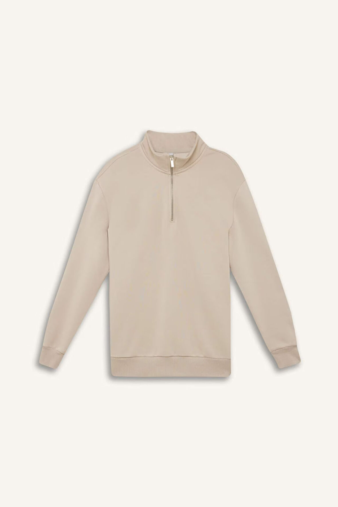 DeFacto Comfort Regular Fit Rahat Kalıp Fermuarlı Dik Yaka Basic Düz Sweatshirt X7405AZ25SPBG735