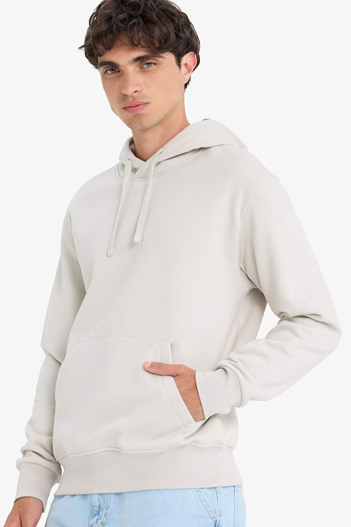 Regular Fit Kapüşonlu Basic Düz Sweatshirt