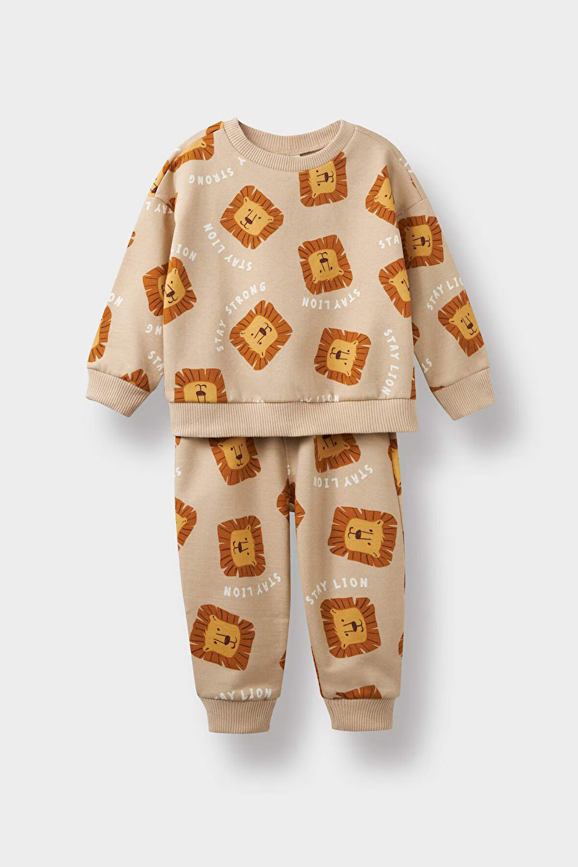 Erkek Bebek 2'li Takım Desenli Sweatshirt Eşofman Altı