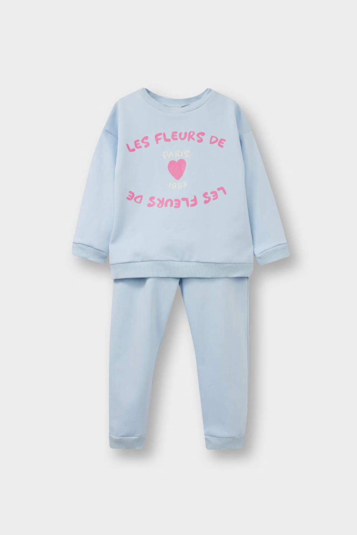 Kız Bebek 2'li Takım Baskılı İçi Yumuşak Tüylü Sweatshirt Eşofman Altı