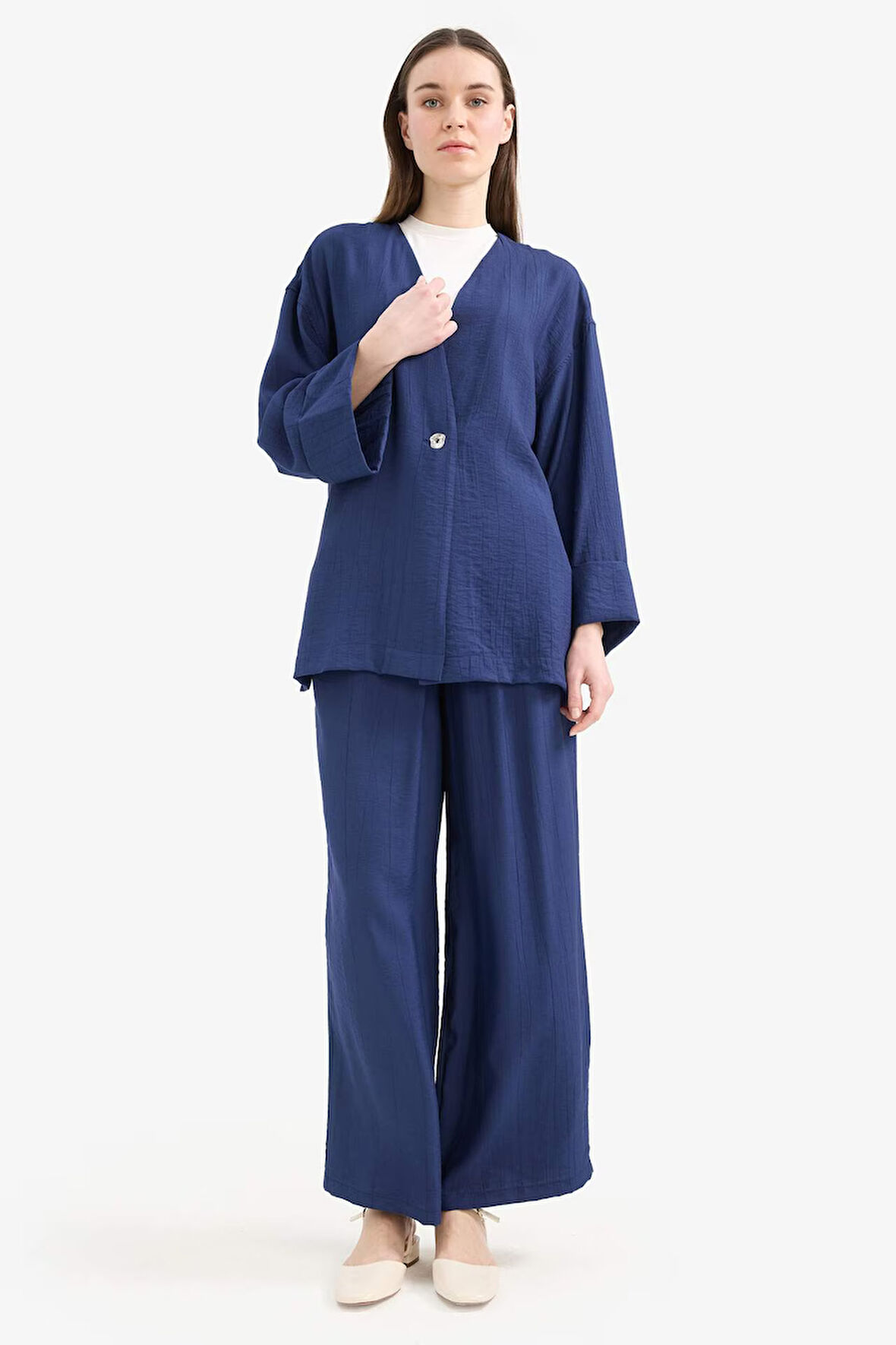 Wide Leg Krinkıl Kumaş Geniş Paça Pantolon