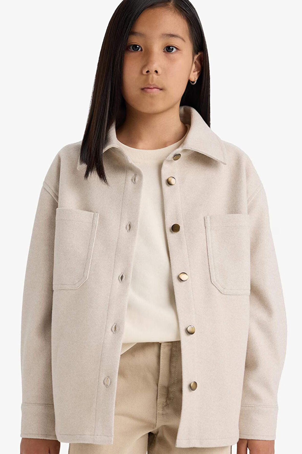 Kız Çocuk Uzun Kollu Çıtçıtlı Gömlek Ceket