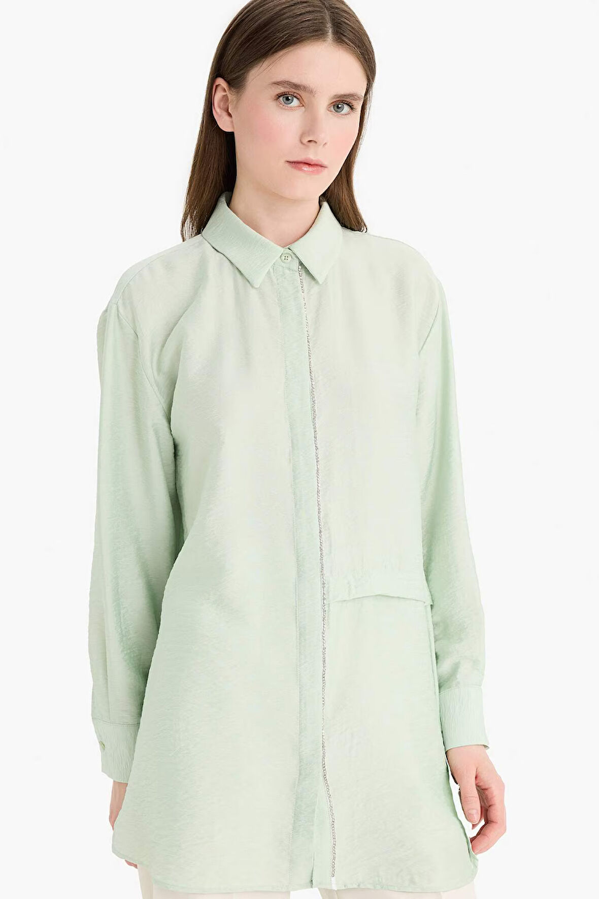 DeFacto Relax Fit Uzun Kollu Tesettür Gömlek Tunik F1357AX25SMGN1181