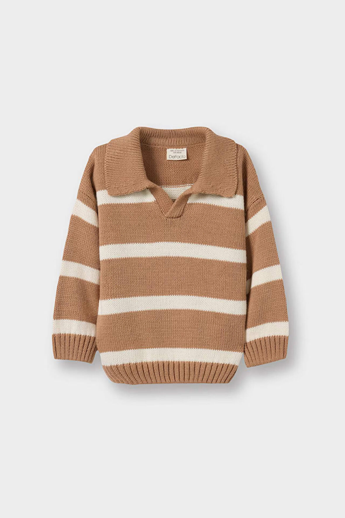 Erkek Bebek Polo Yaka Çizgili Kazak