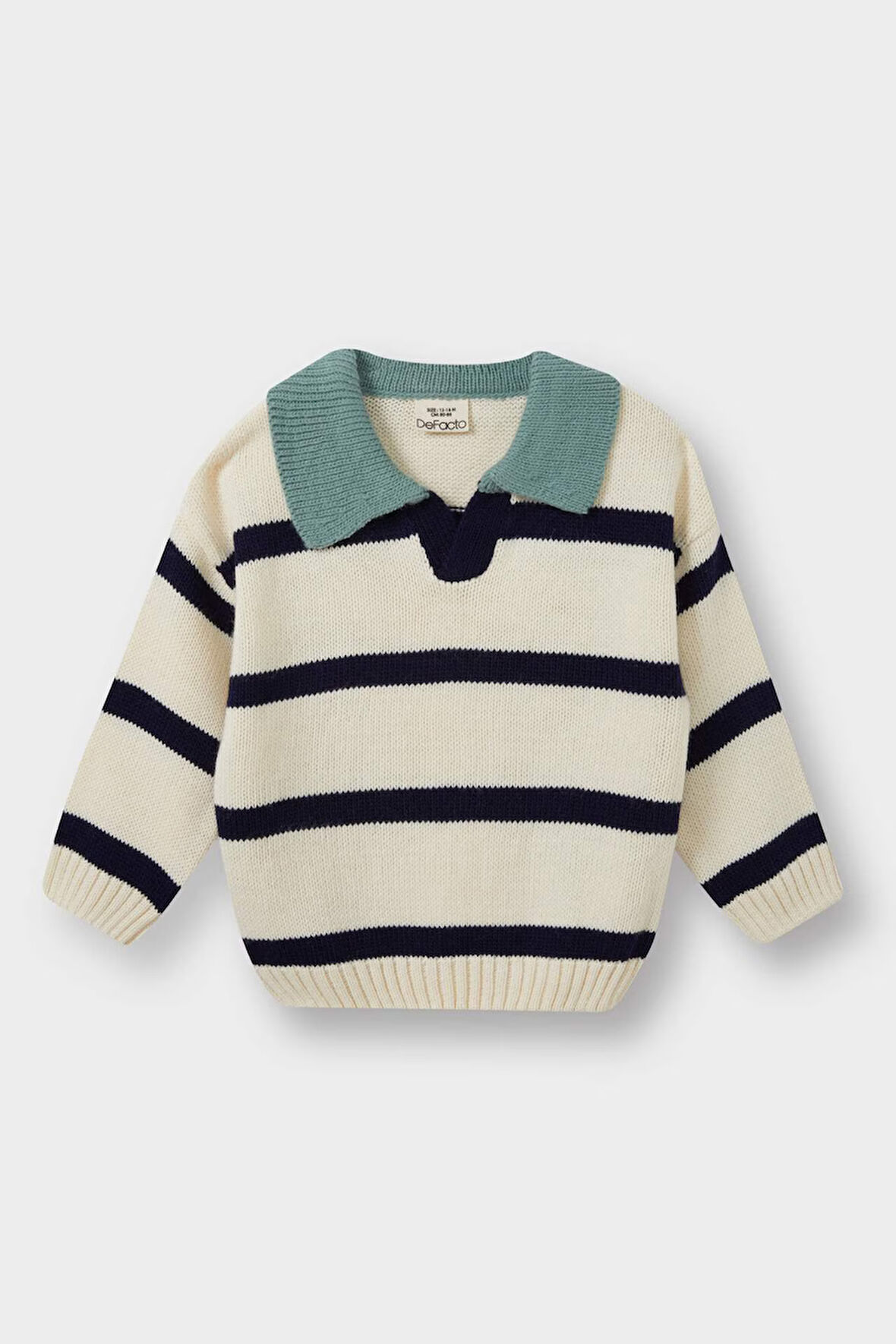 Erkek Bebek Polo Yaka Çizgili Kazak